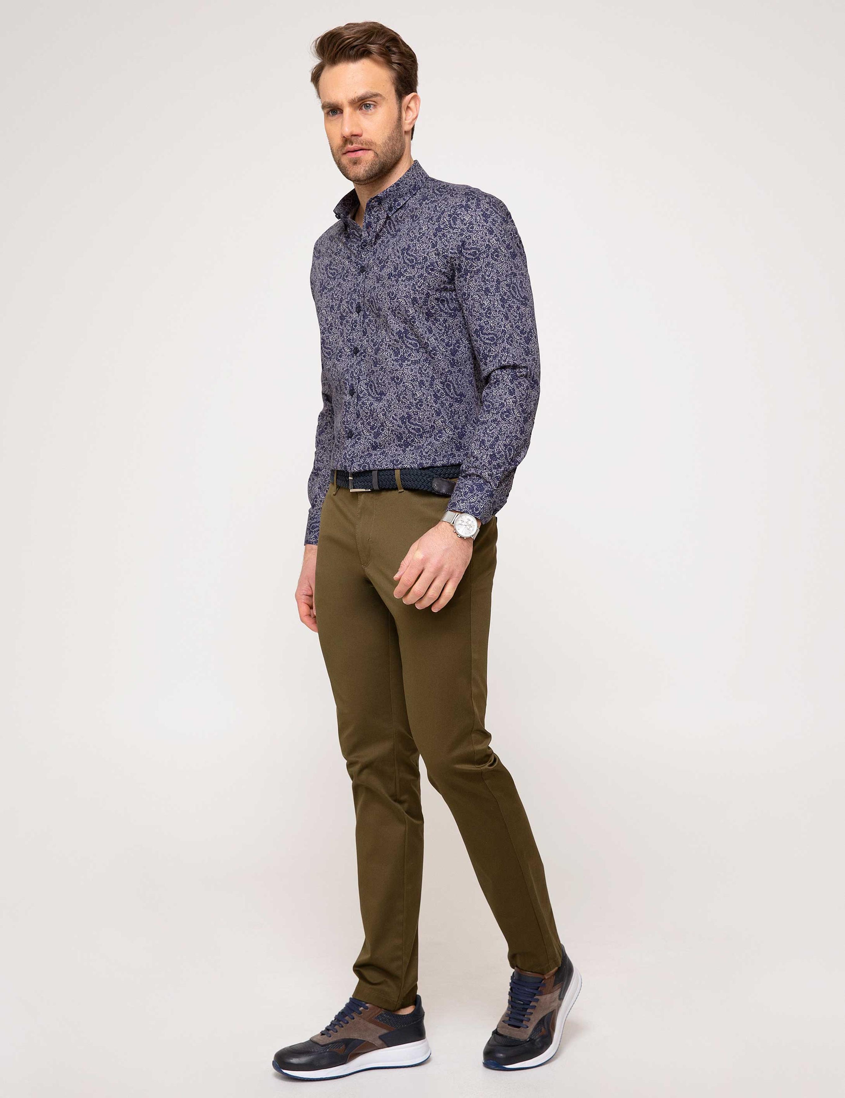 Haki Slim Fit Kanvas Pantolon