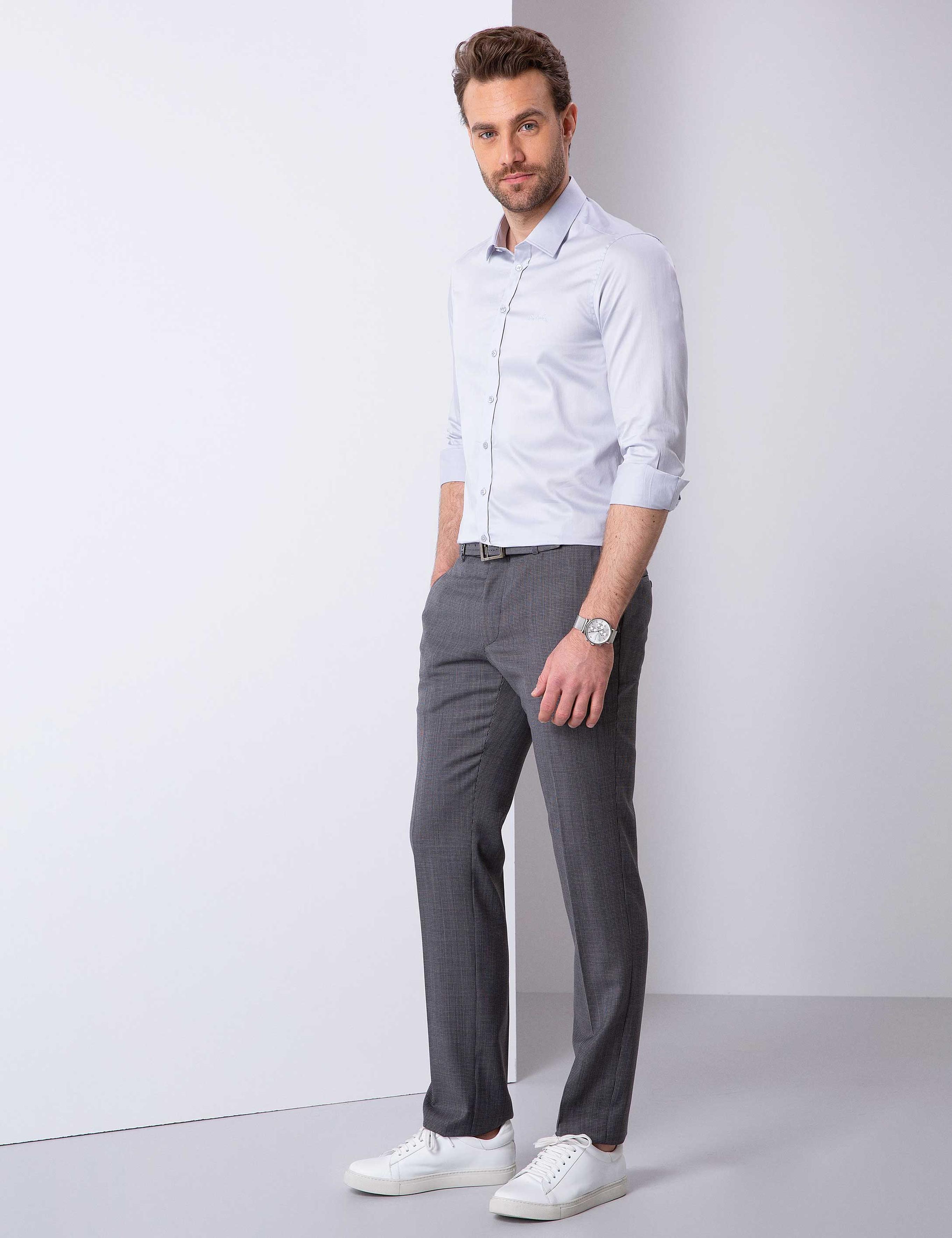 Gri Slim Fit Pantolon