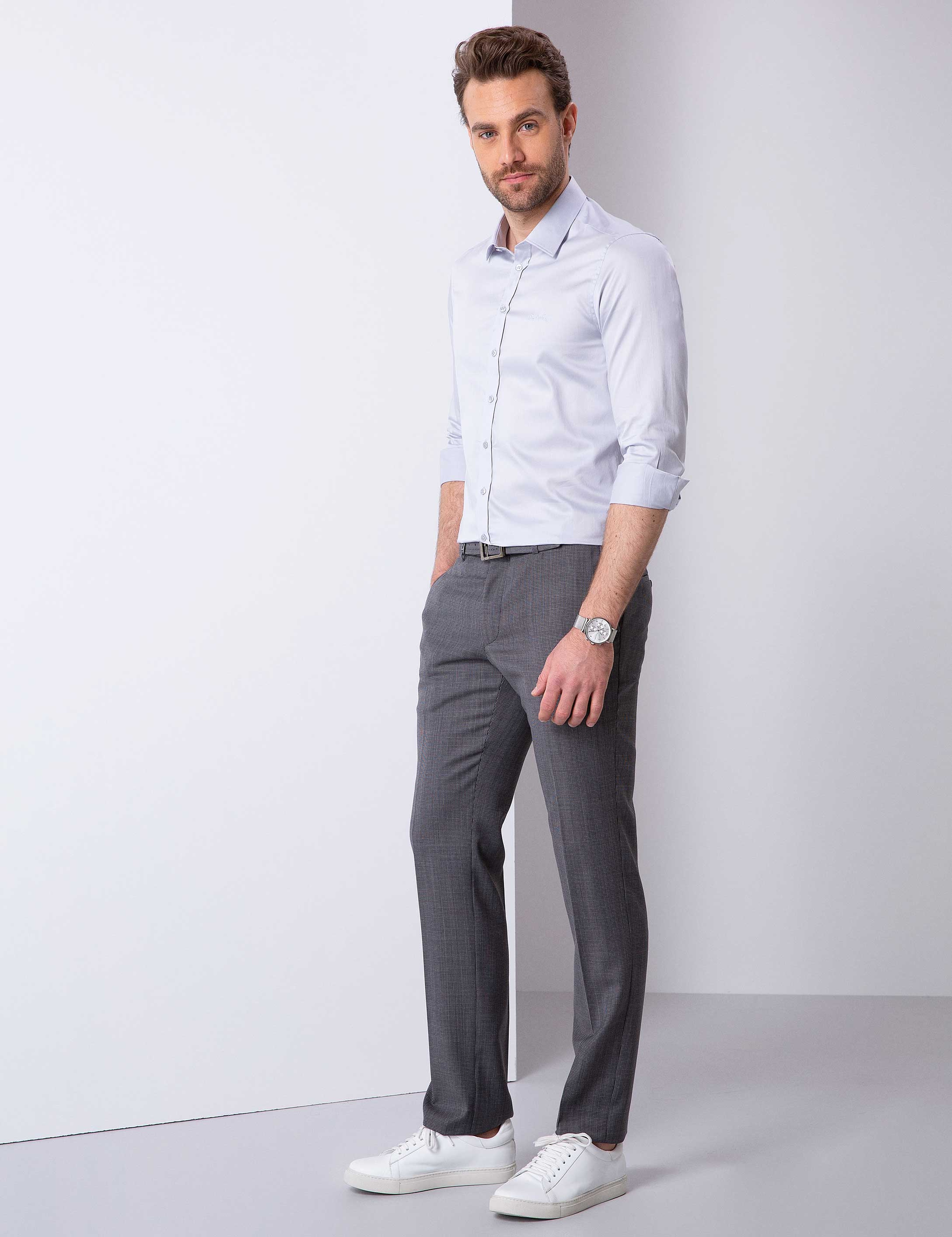 Gri Slim Fit Pantolon - Image 2