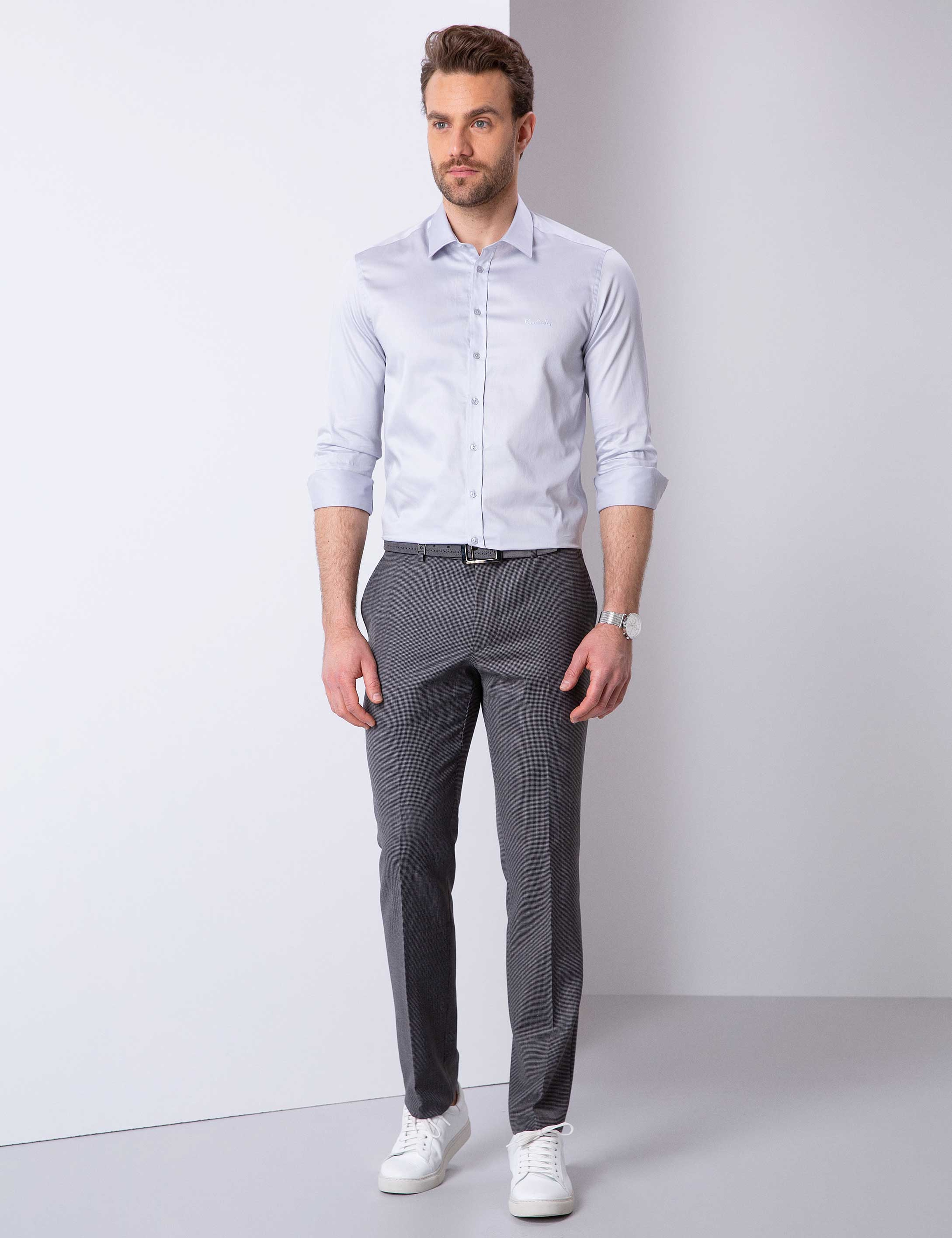 Gri Slim Fit Pantolon - Image 1