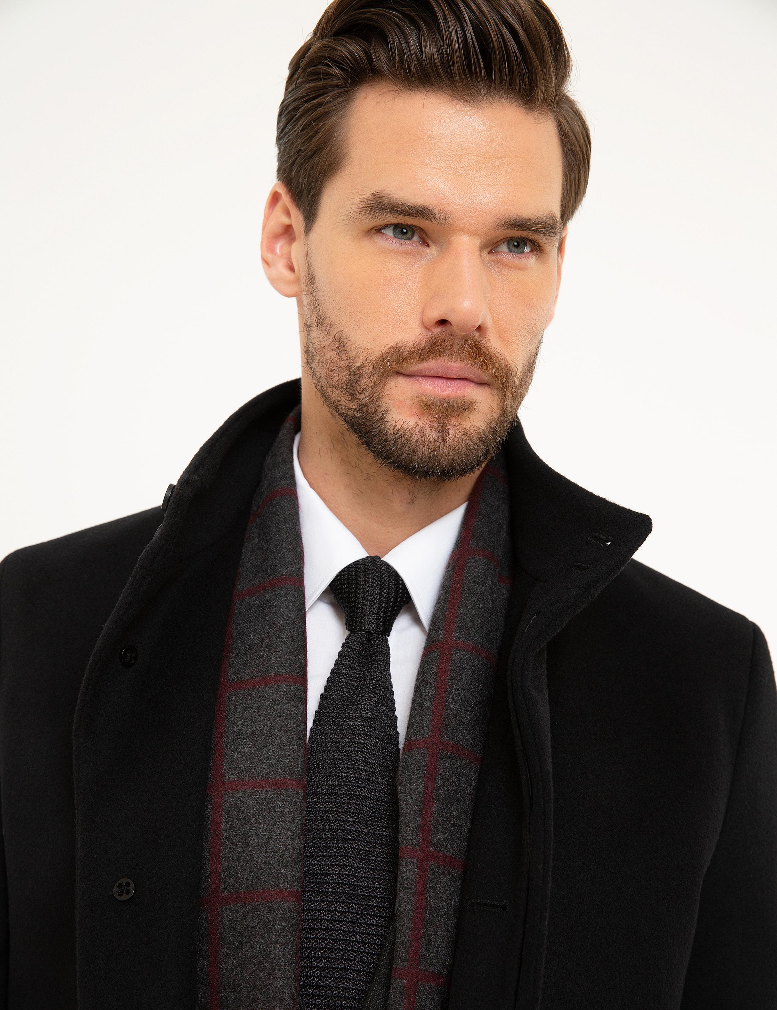 Siyah Slim Fit Palto