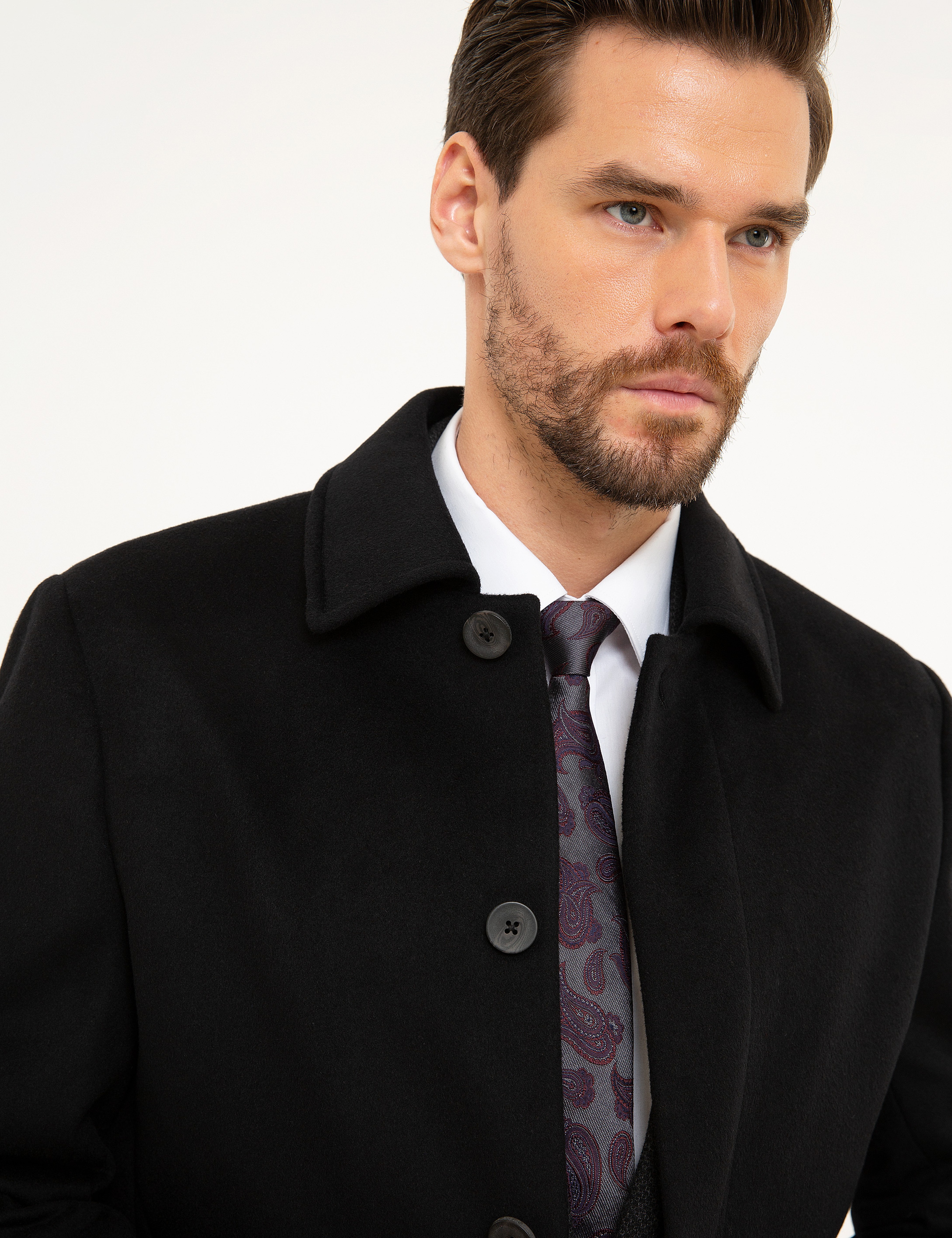 Siyah Slim Fit Kaban - Image 2