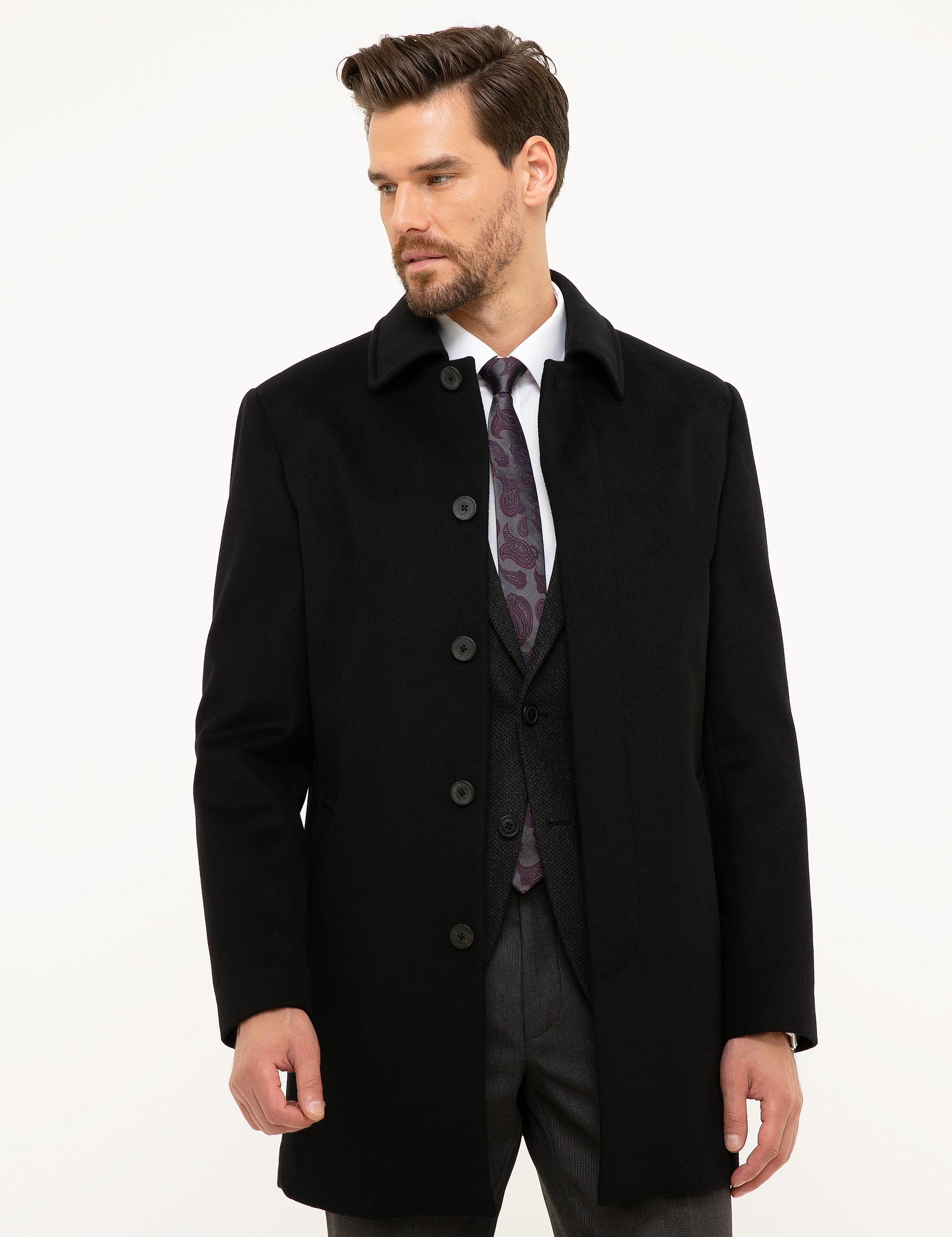 Siyah Slim Fit Kaban