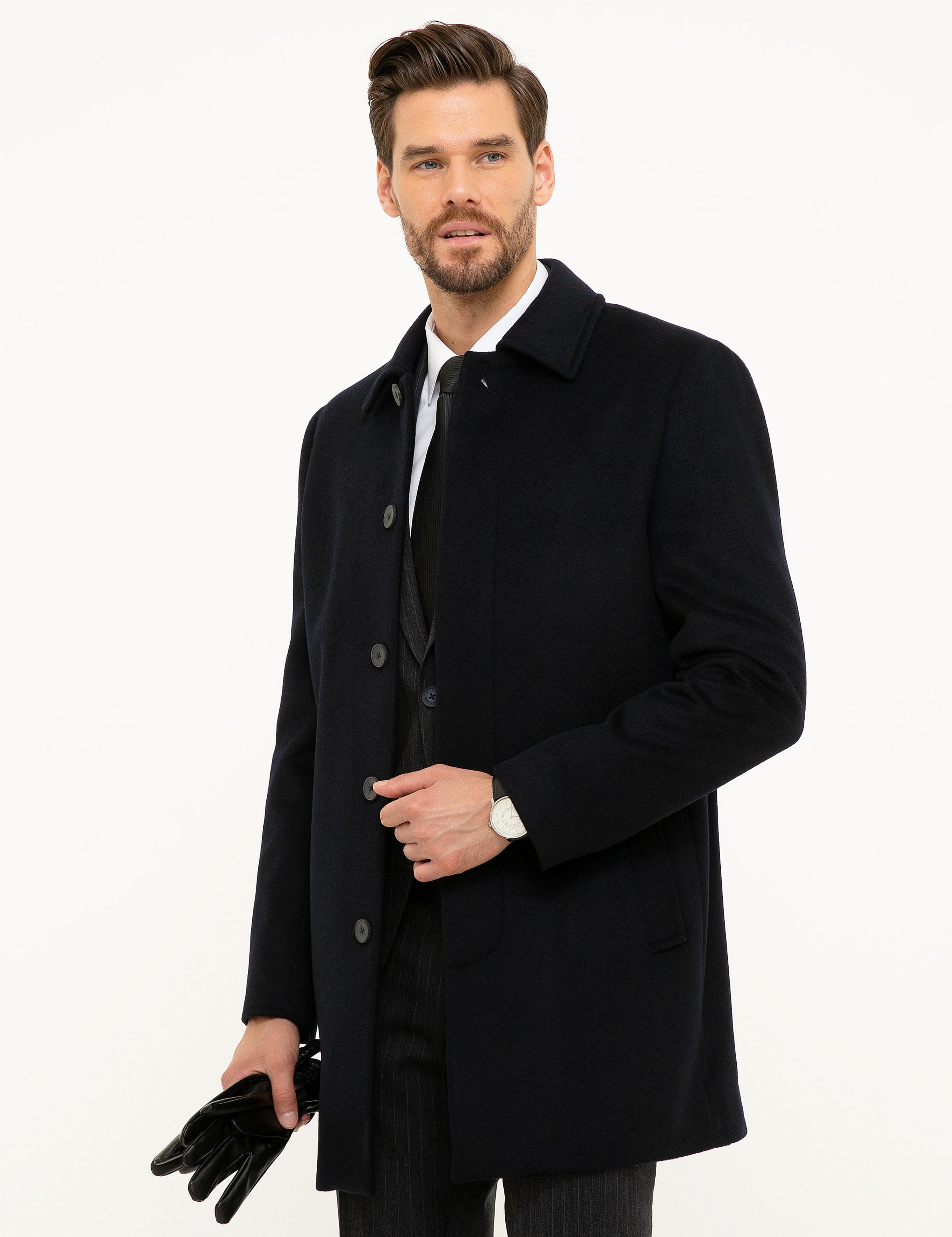 Lacivert Slim Fit Kaban