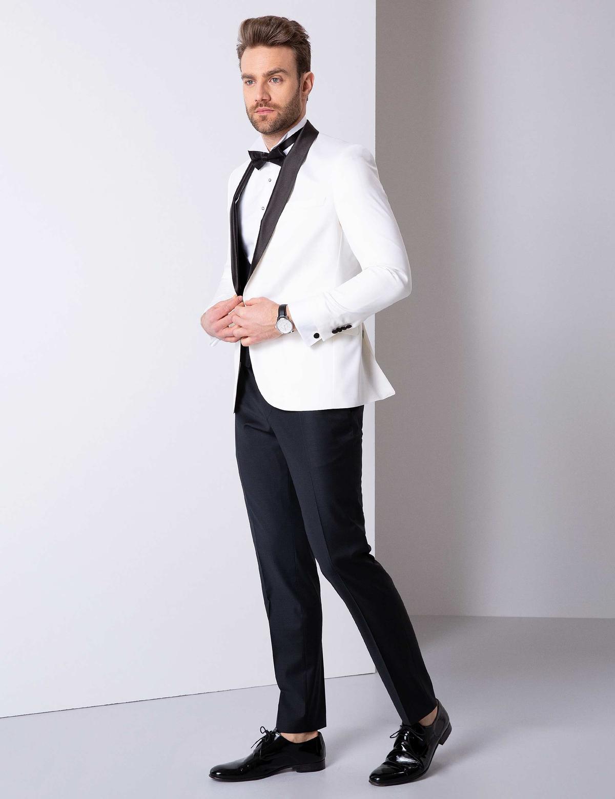 Ekru Yelekli Damatlık Smokin - 50208304047