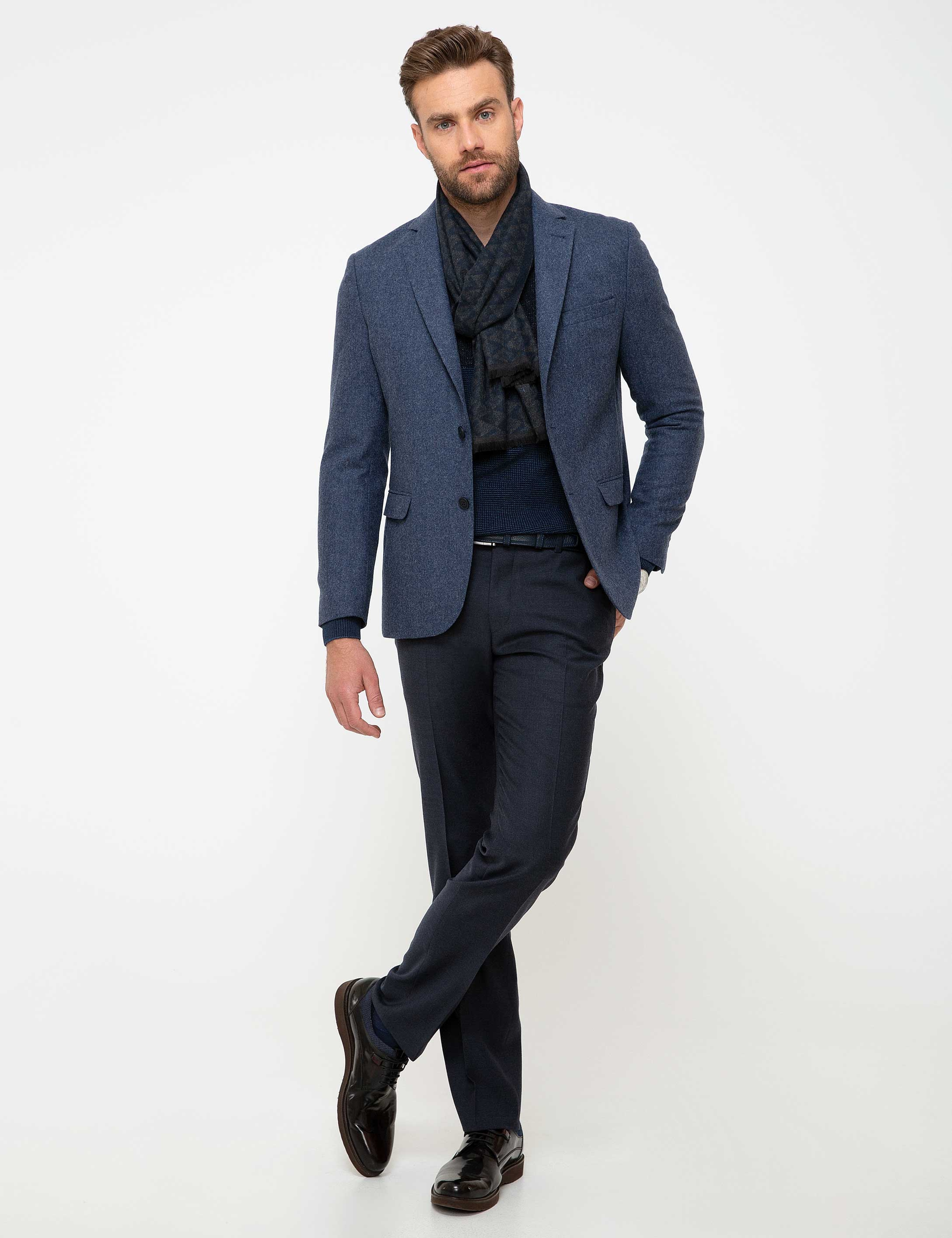 Açık Lacivert Slim Fit Ceket - Image 4