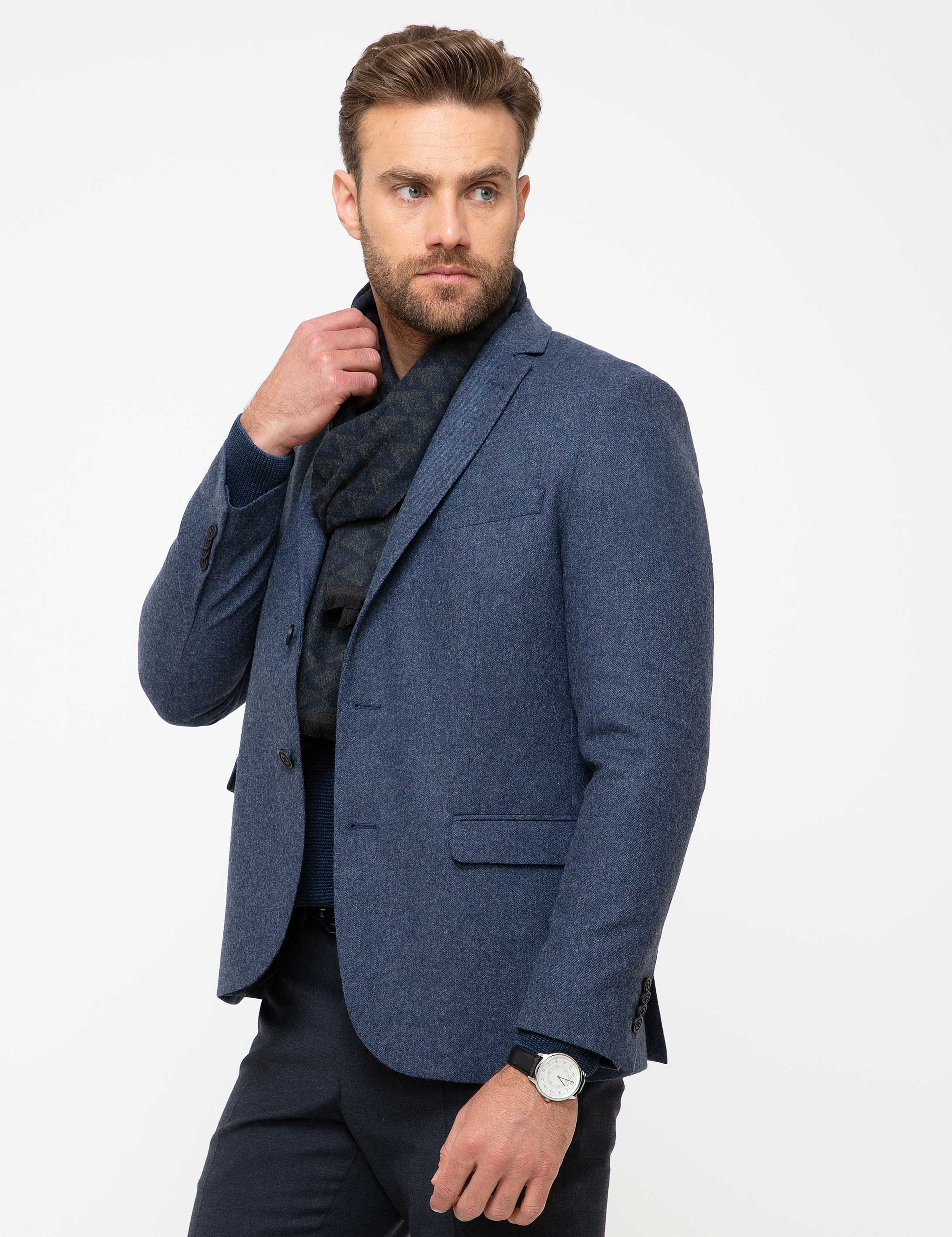 Açık Lacivert Slim Fit Ceket - Image 2