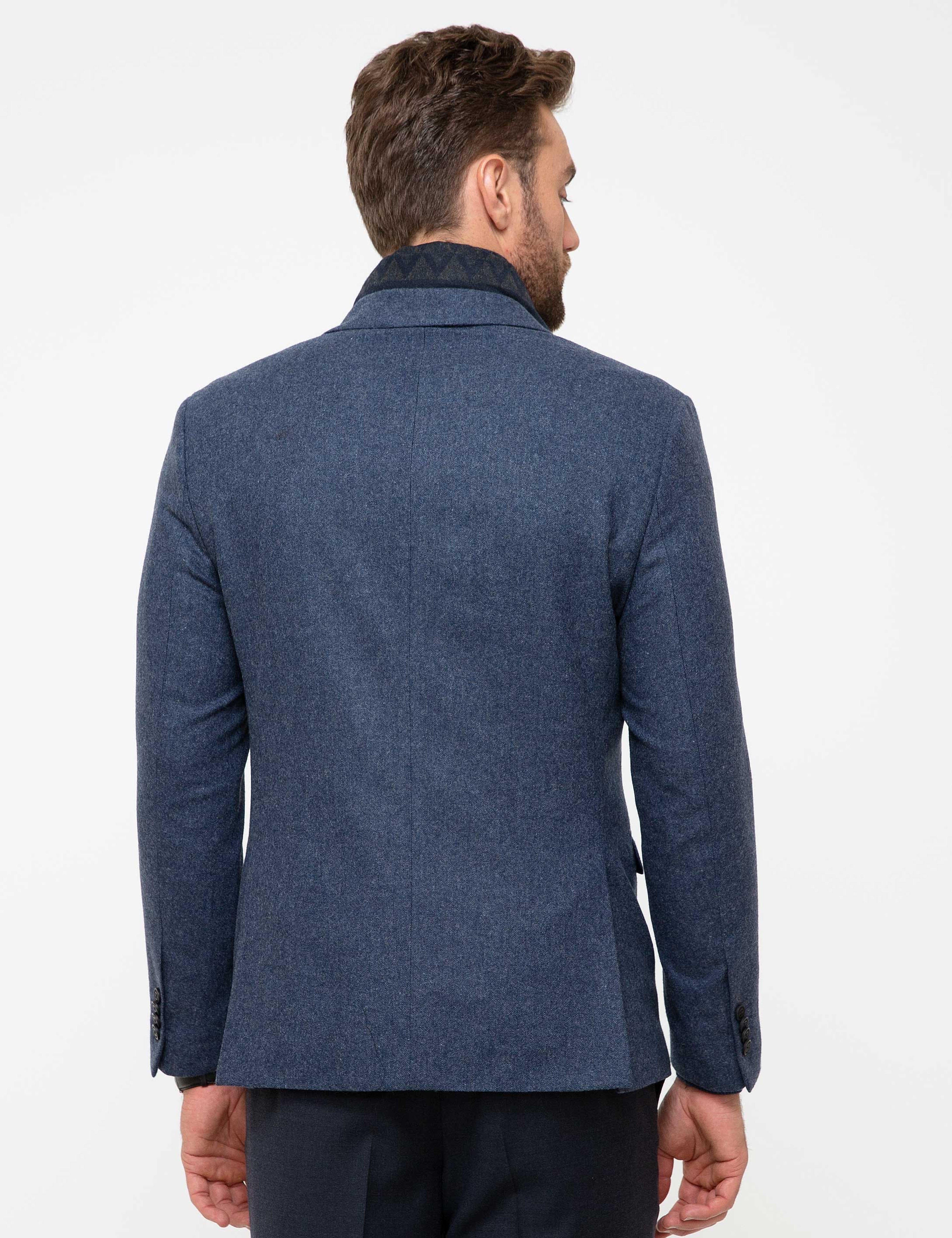 Açık Lacivert Slim Fit Ceket - Image 3
