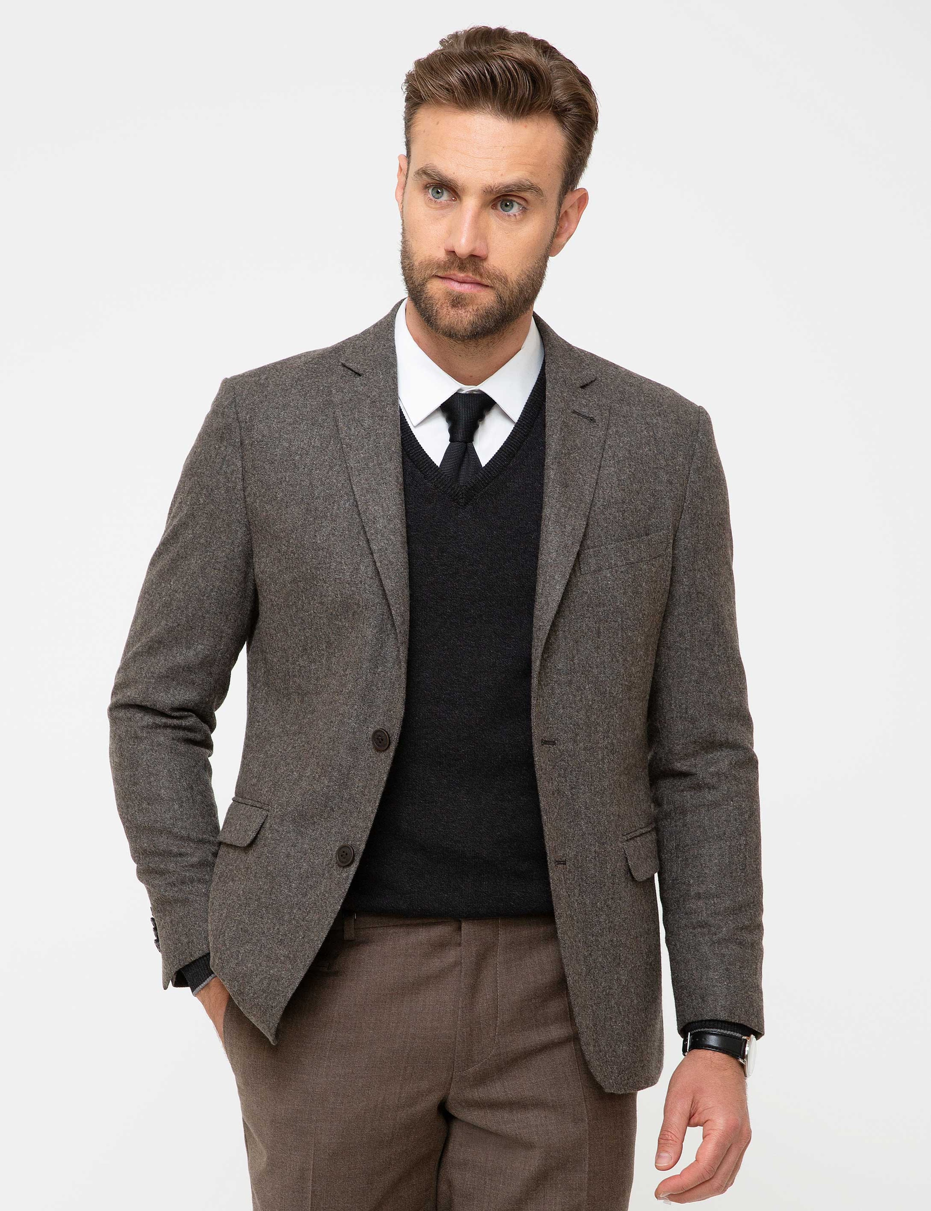 Kahverengi Slim Fit Ceket - Image 1