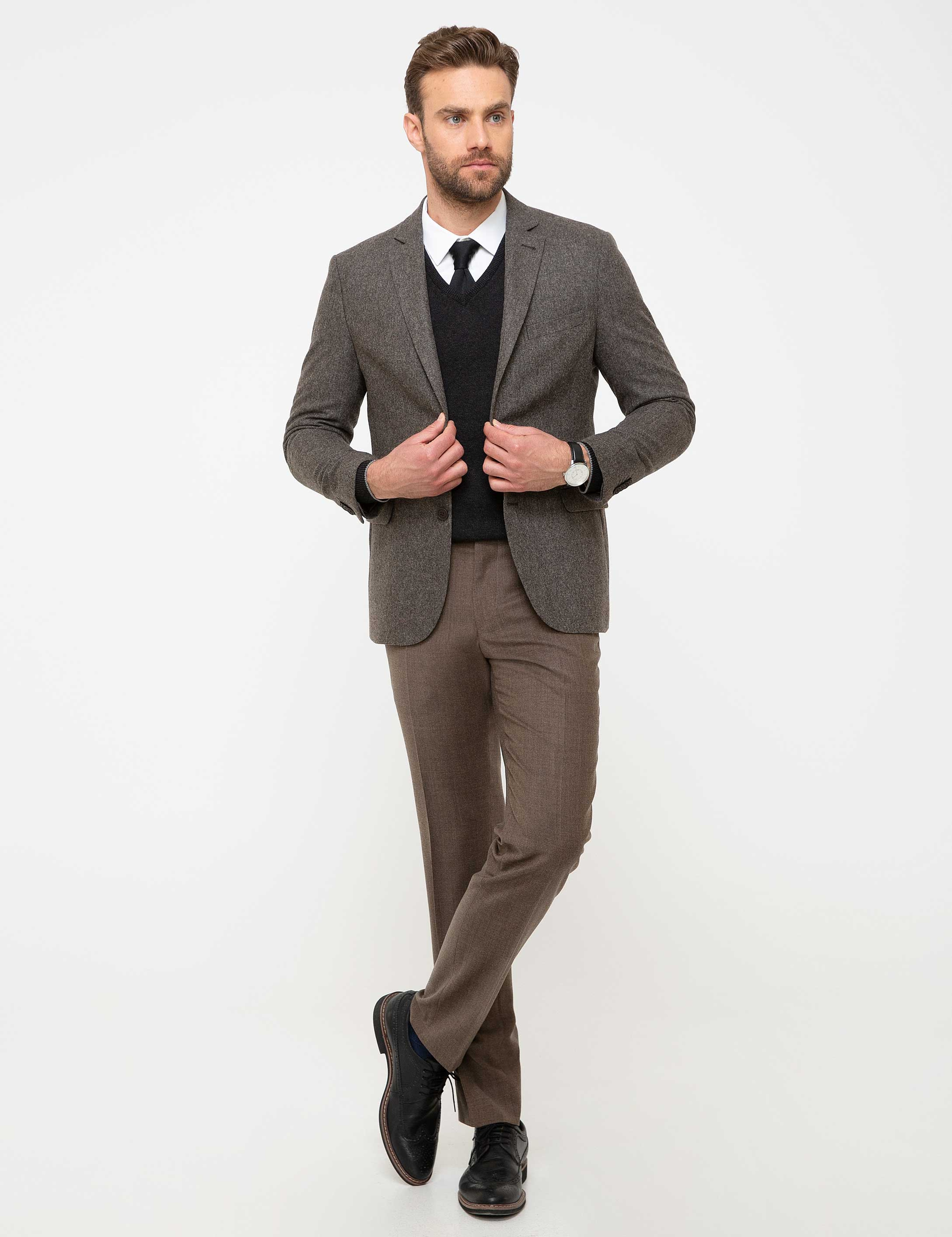 Kahverengi Slim Fit Ceket - Image 4