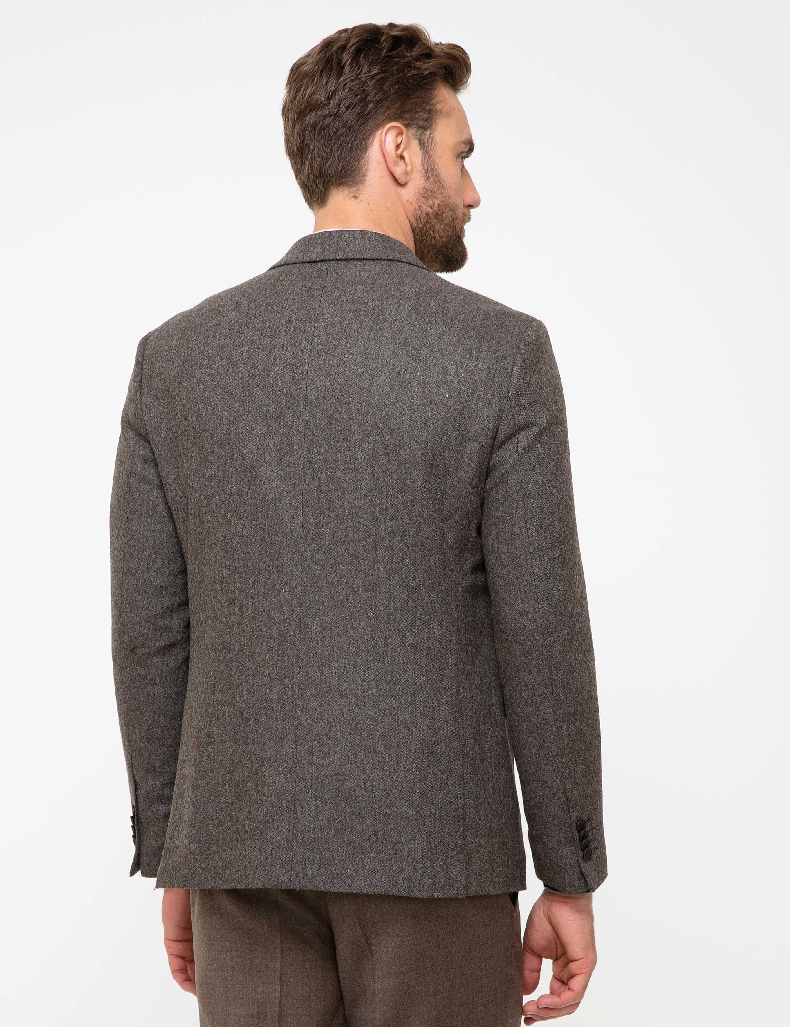 Kahverengi Slim Fit Ceket