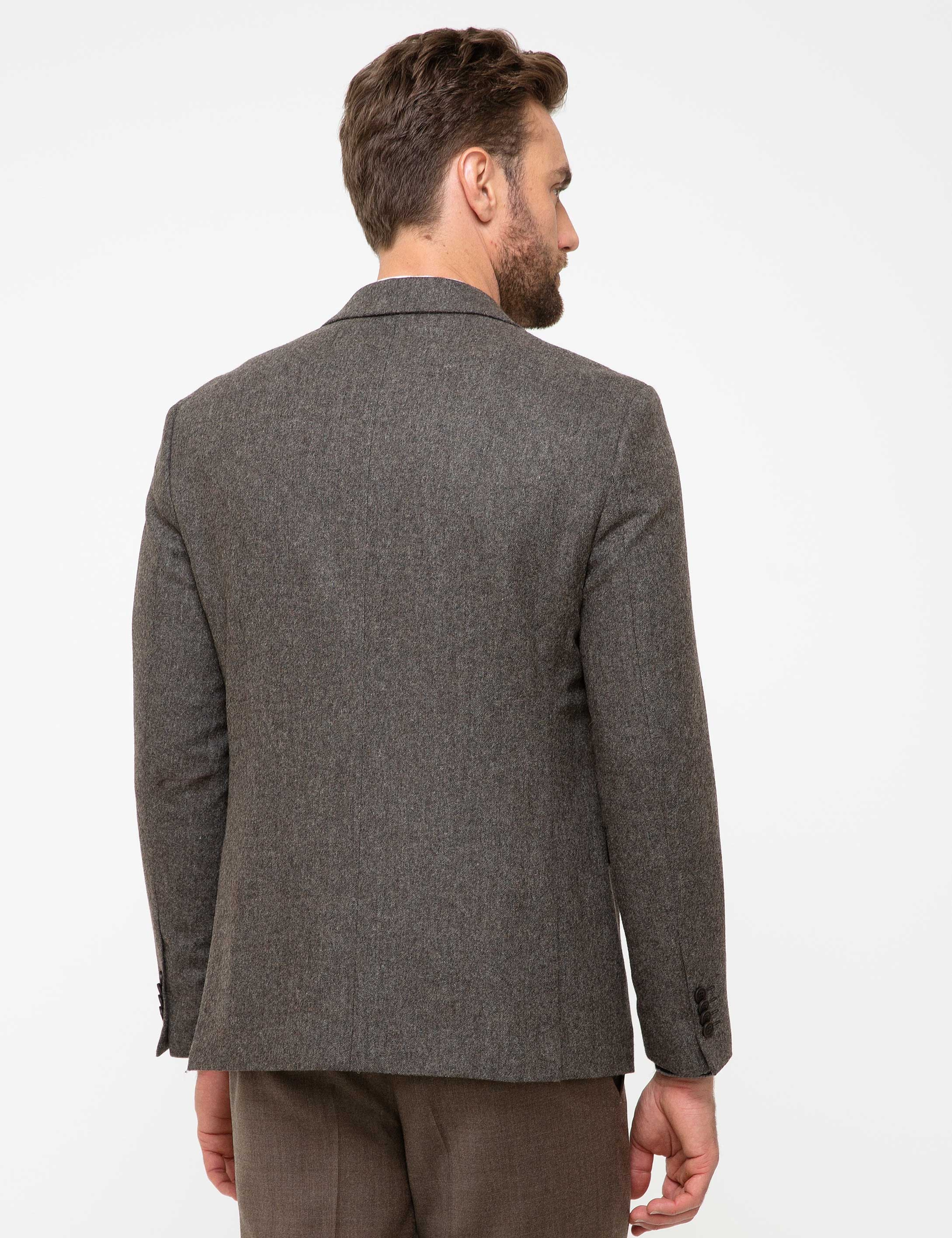 Kahverengi Slim Fit Ceket - Image 3