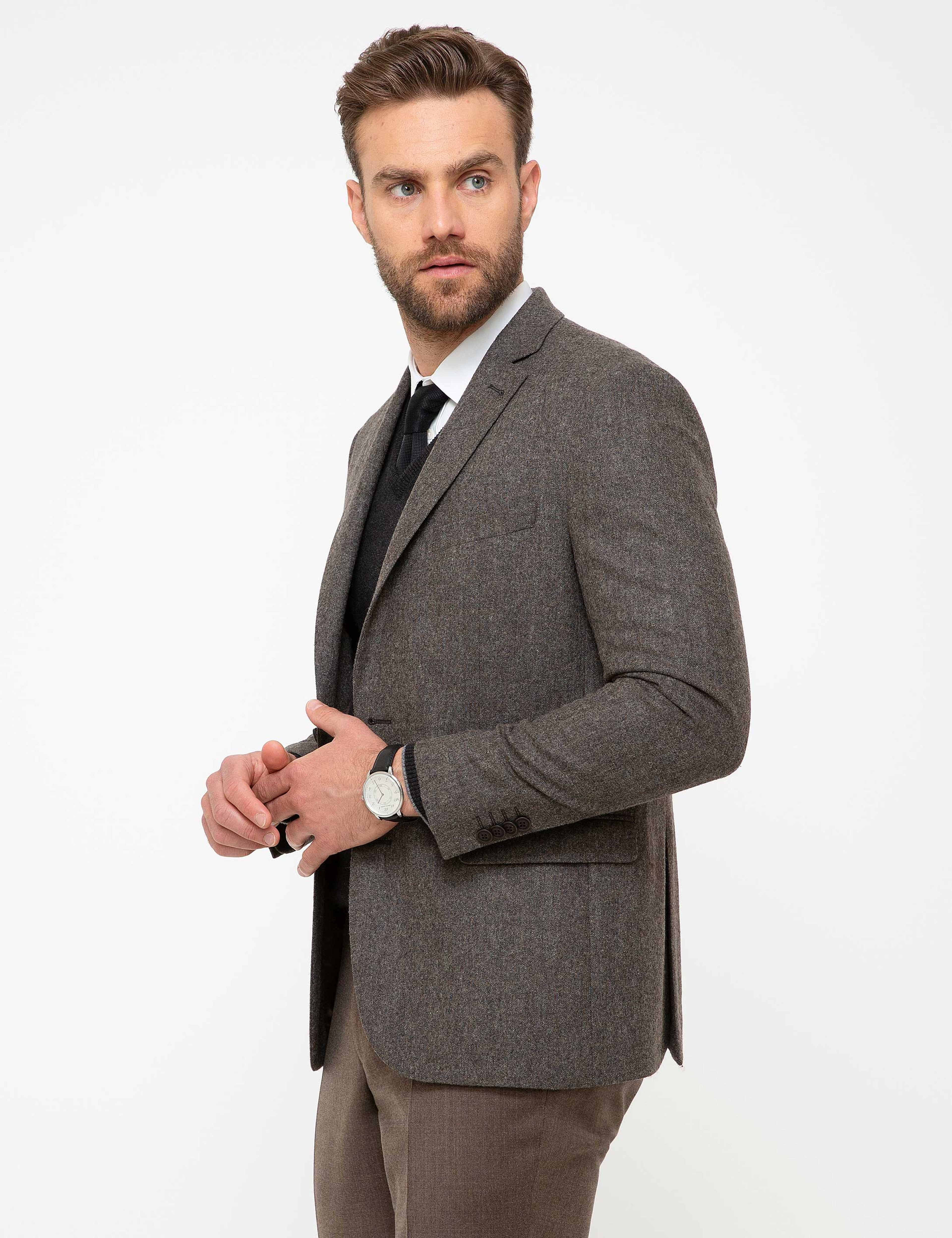 Kahverengi Slim Fit Ceket - Image 2