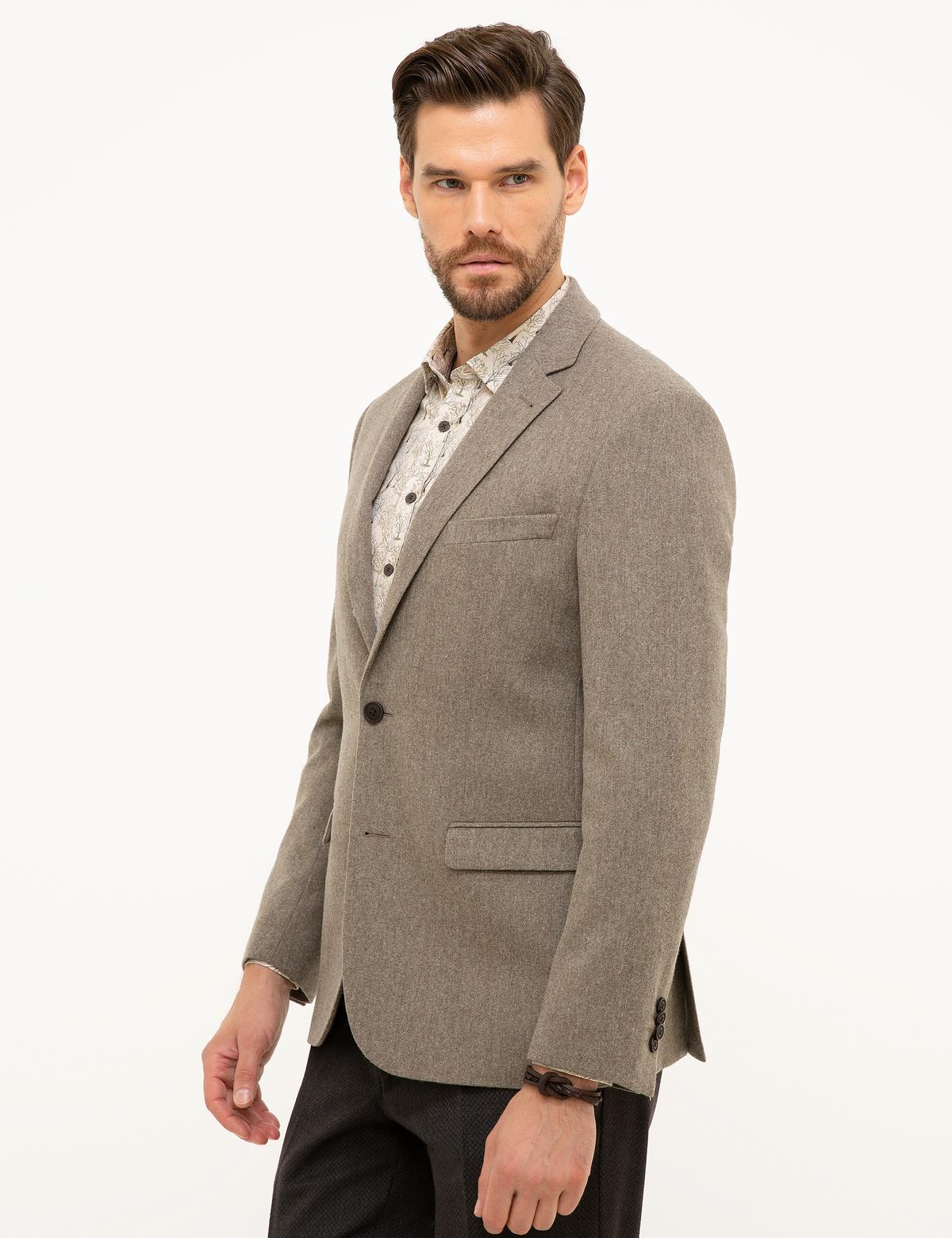 Açık Kahverengi Slim Fit Ceket - 50208604107