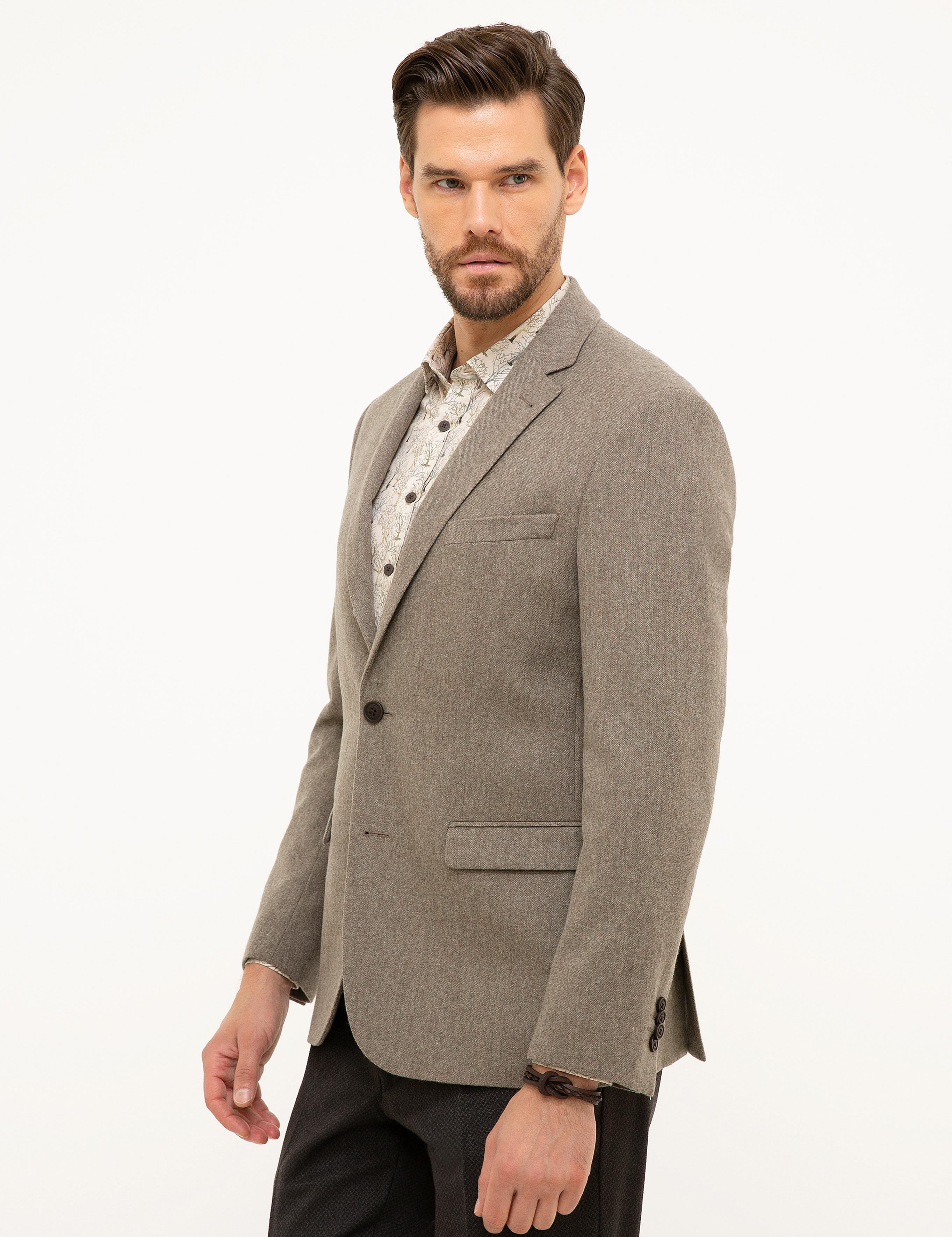 Açık Kahverengi Slim Fit Ceket