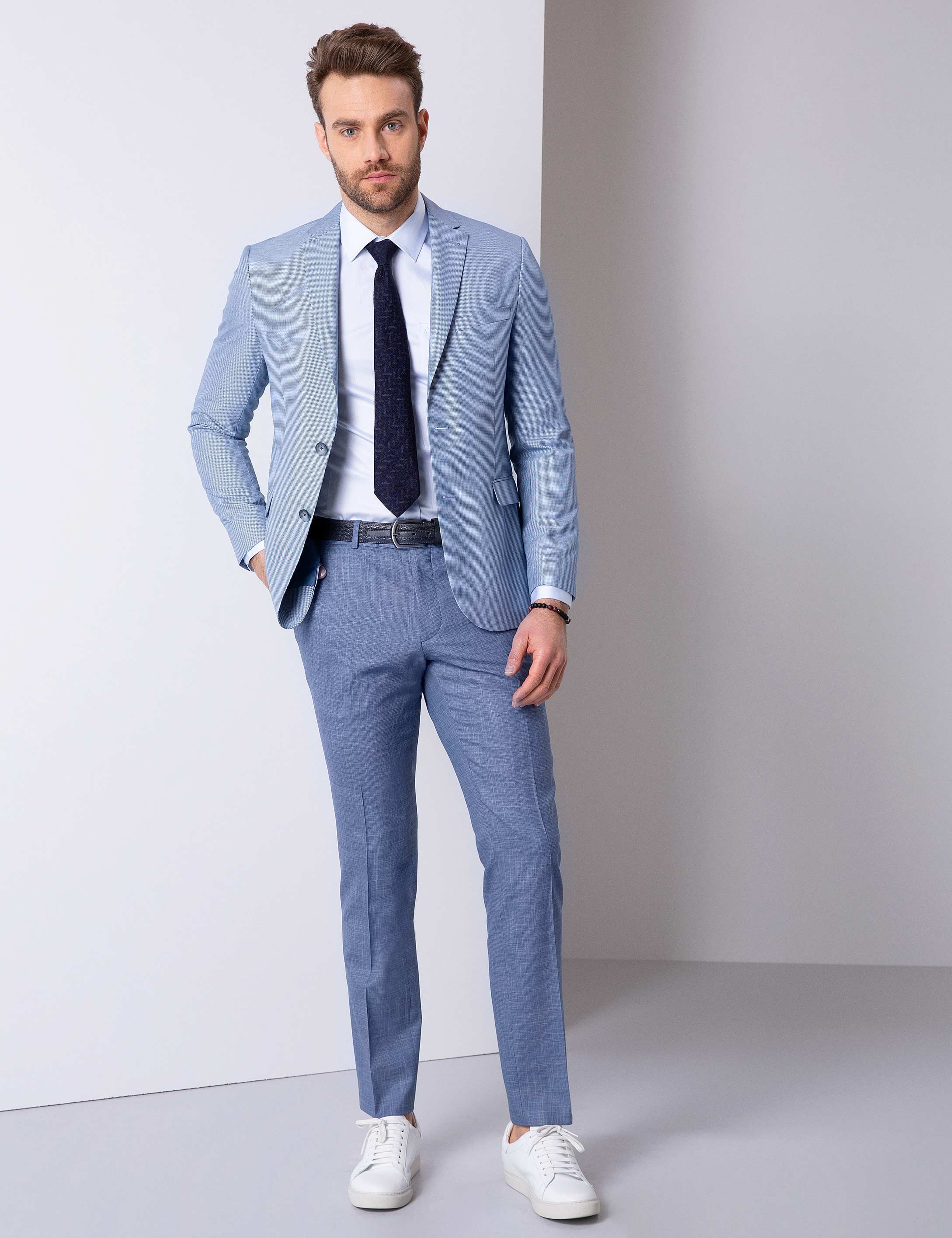 Lacivert Slim Fit Ceket - Image 3