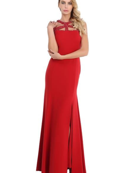 KIRMIZI Uzun Abiye Elbise - 50212467003