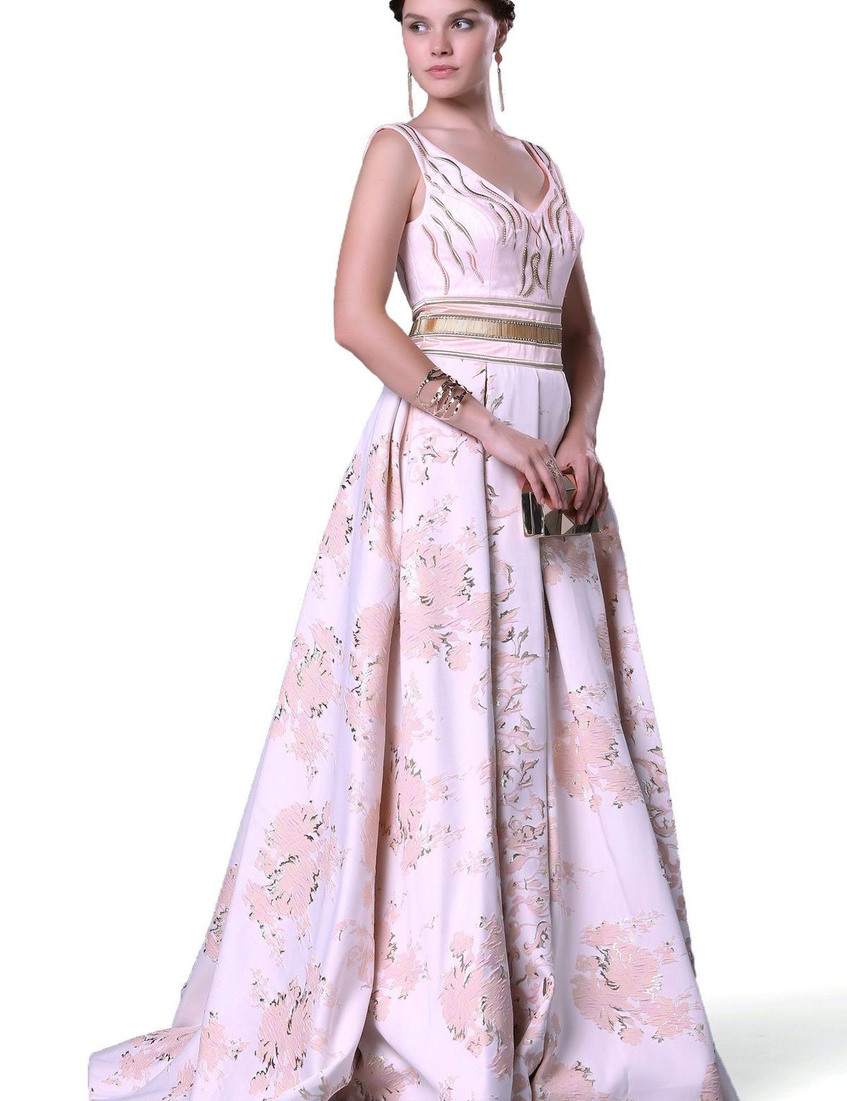 PEMBE Uzun Abiye Elbise