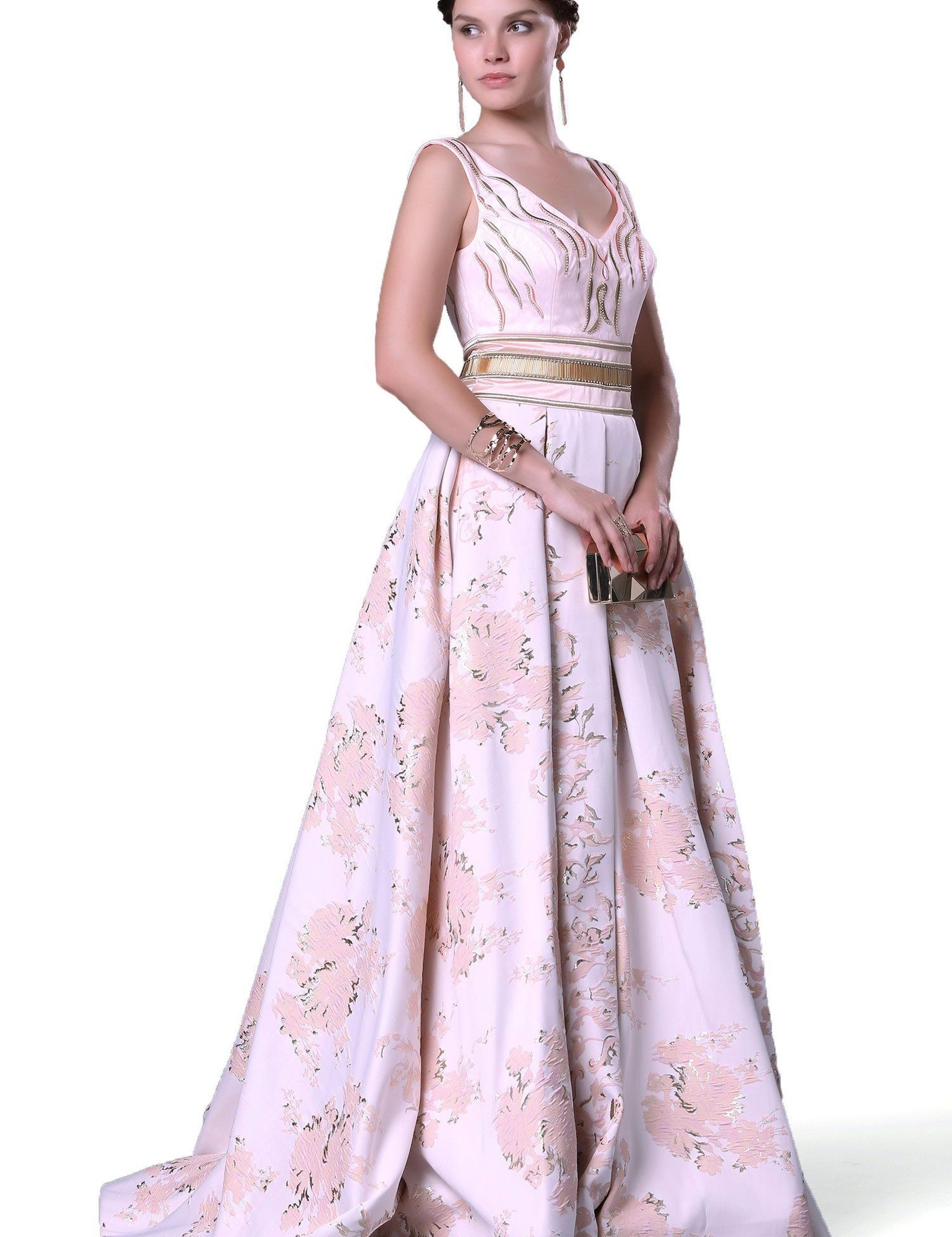 PEMBE Uzun Abiye Elbise