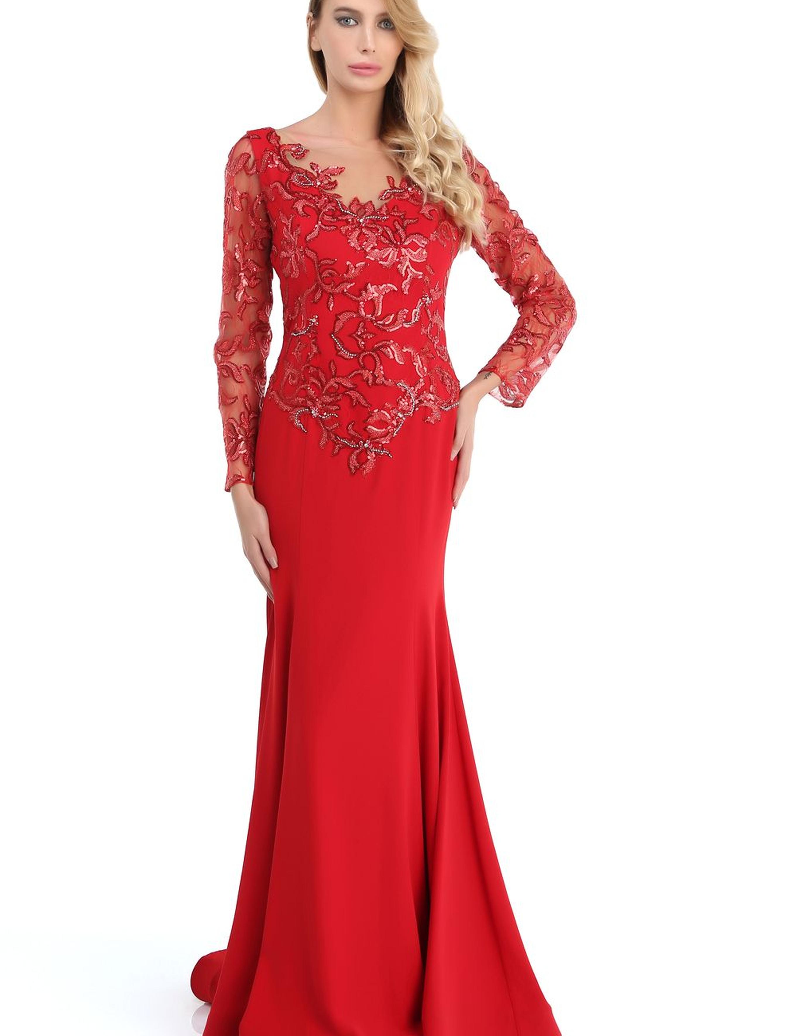 KIRMIZI Uzun Abiye Elbise