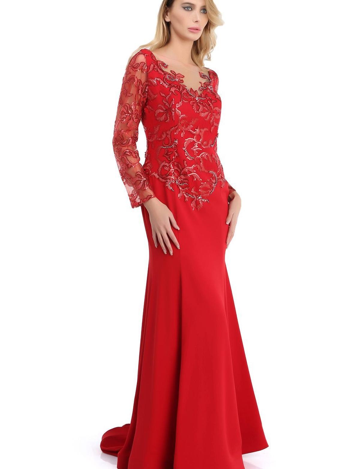 KIRMIZI Uzun Abiye Elbise - 50212476002