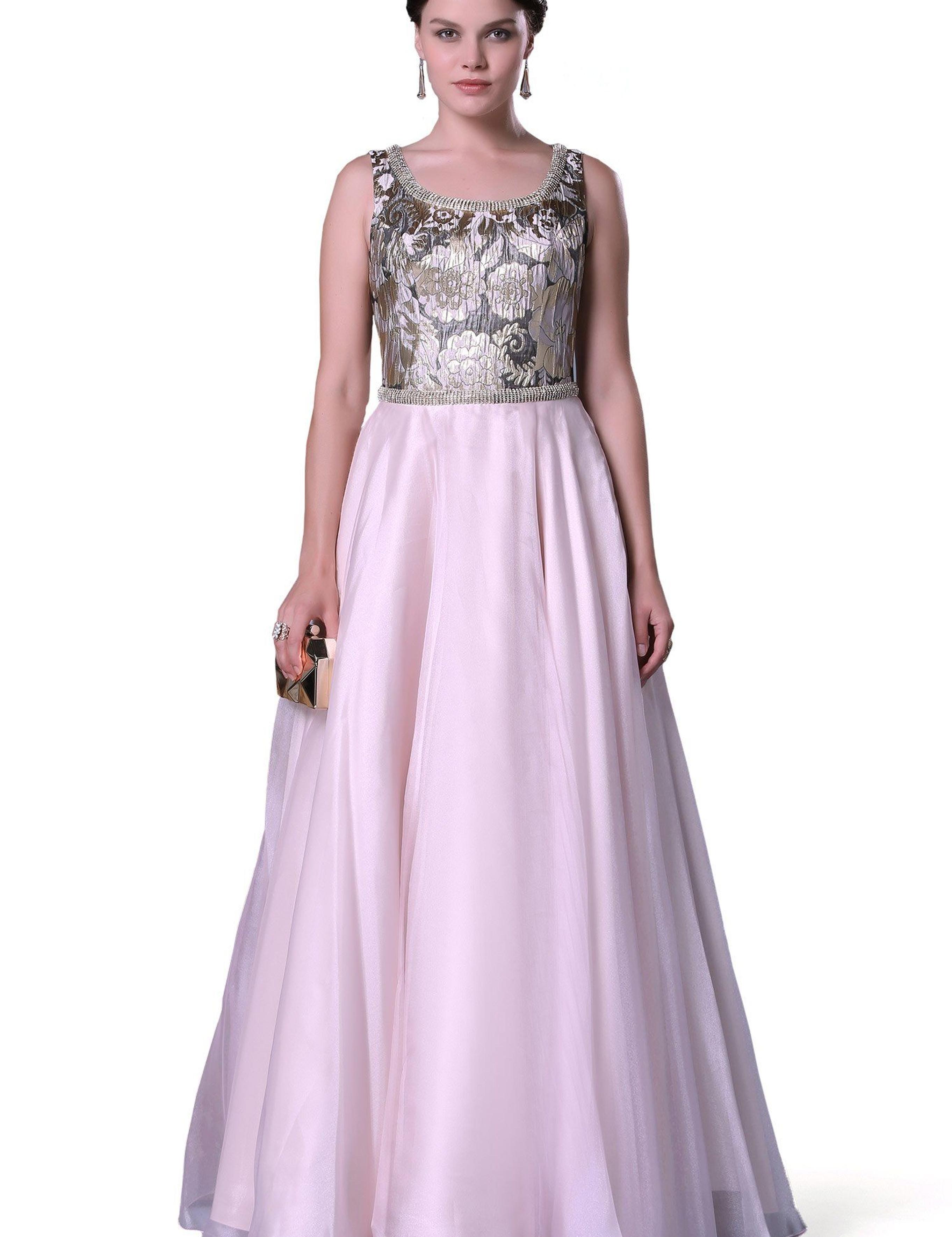 PEMBE Uzun Abiye Elbise