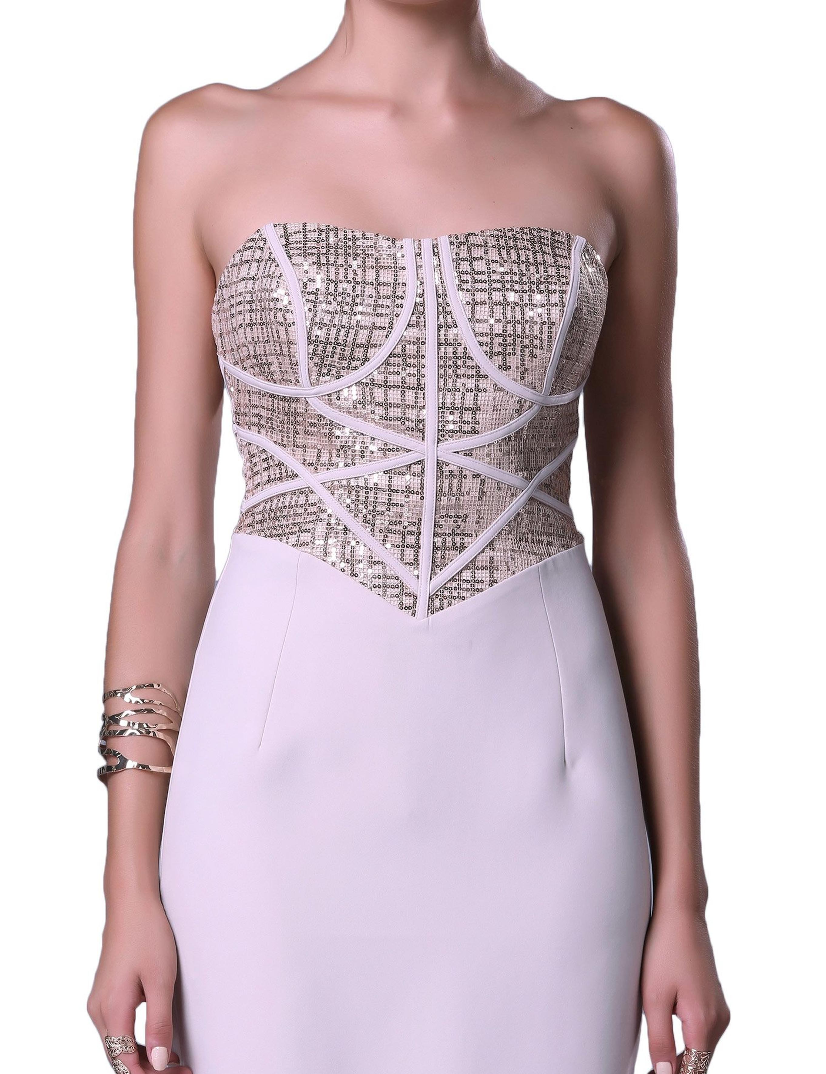 BEYAZ Kısa Abiye Elbise