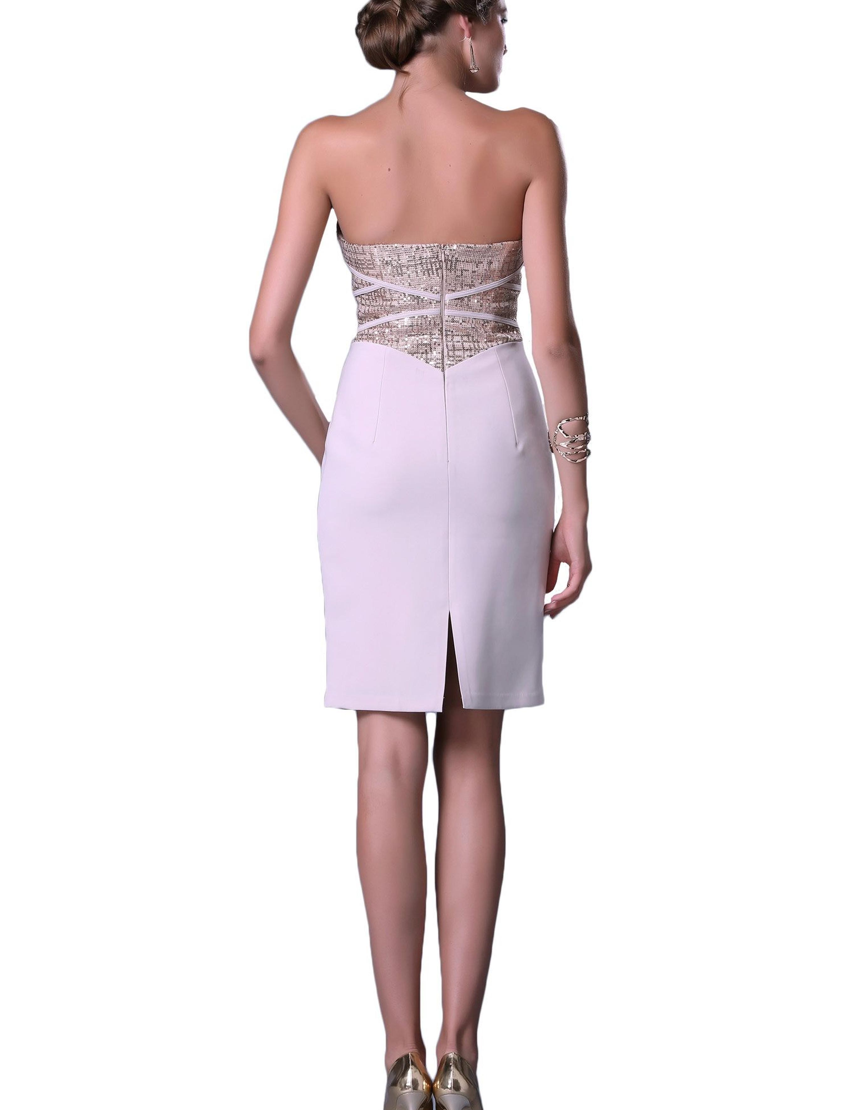 BEYAZ Kısa Abiye Elbise