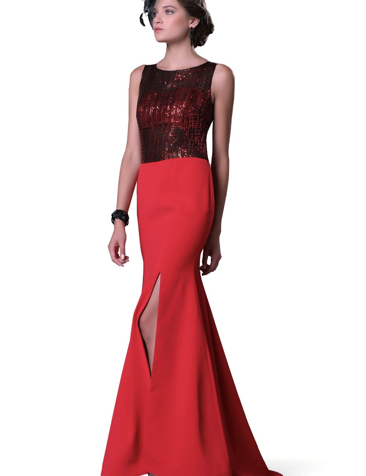 KIRMIZI Uzun Abiye Elbise