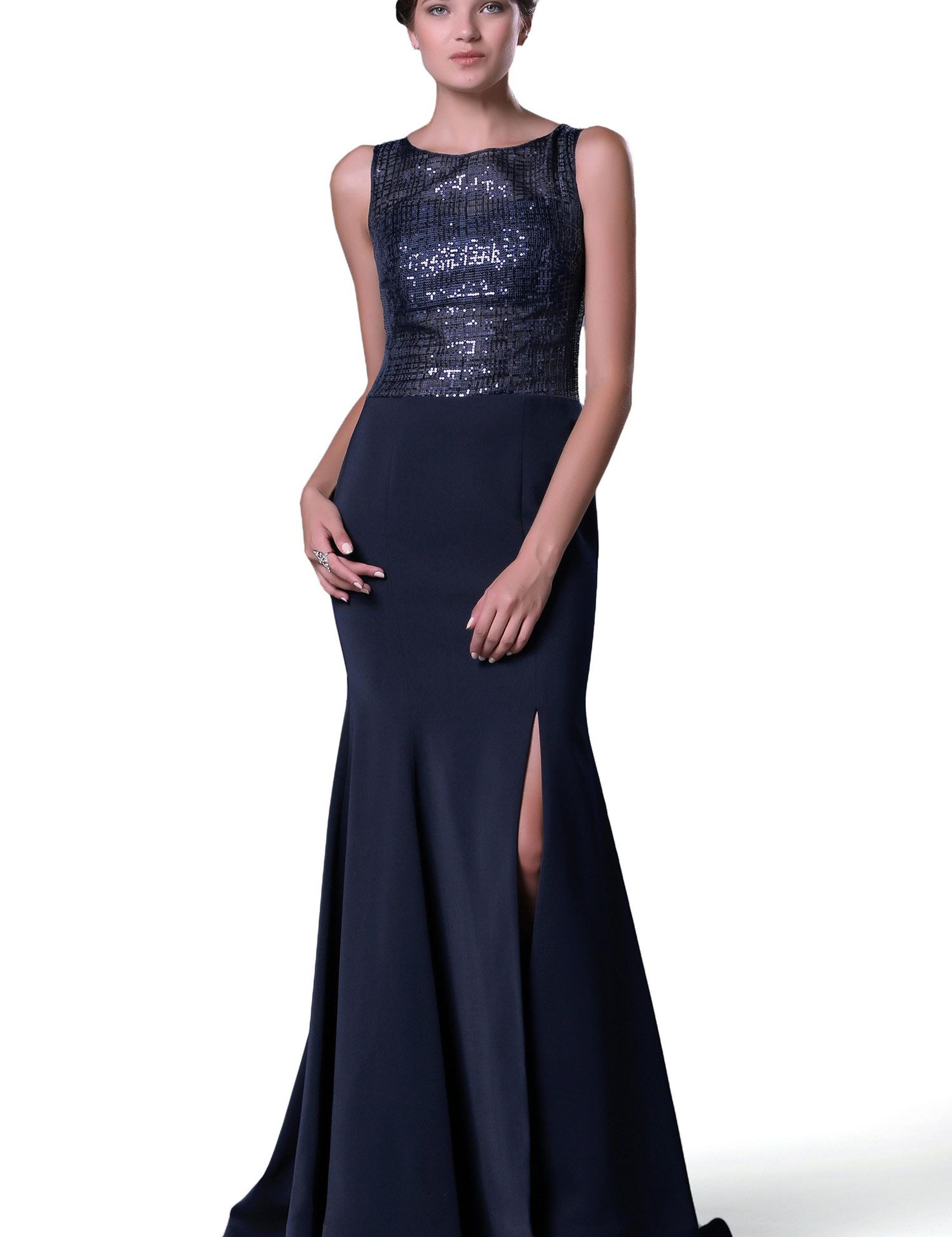 LACIVERT Uzun Abiye Elbise