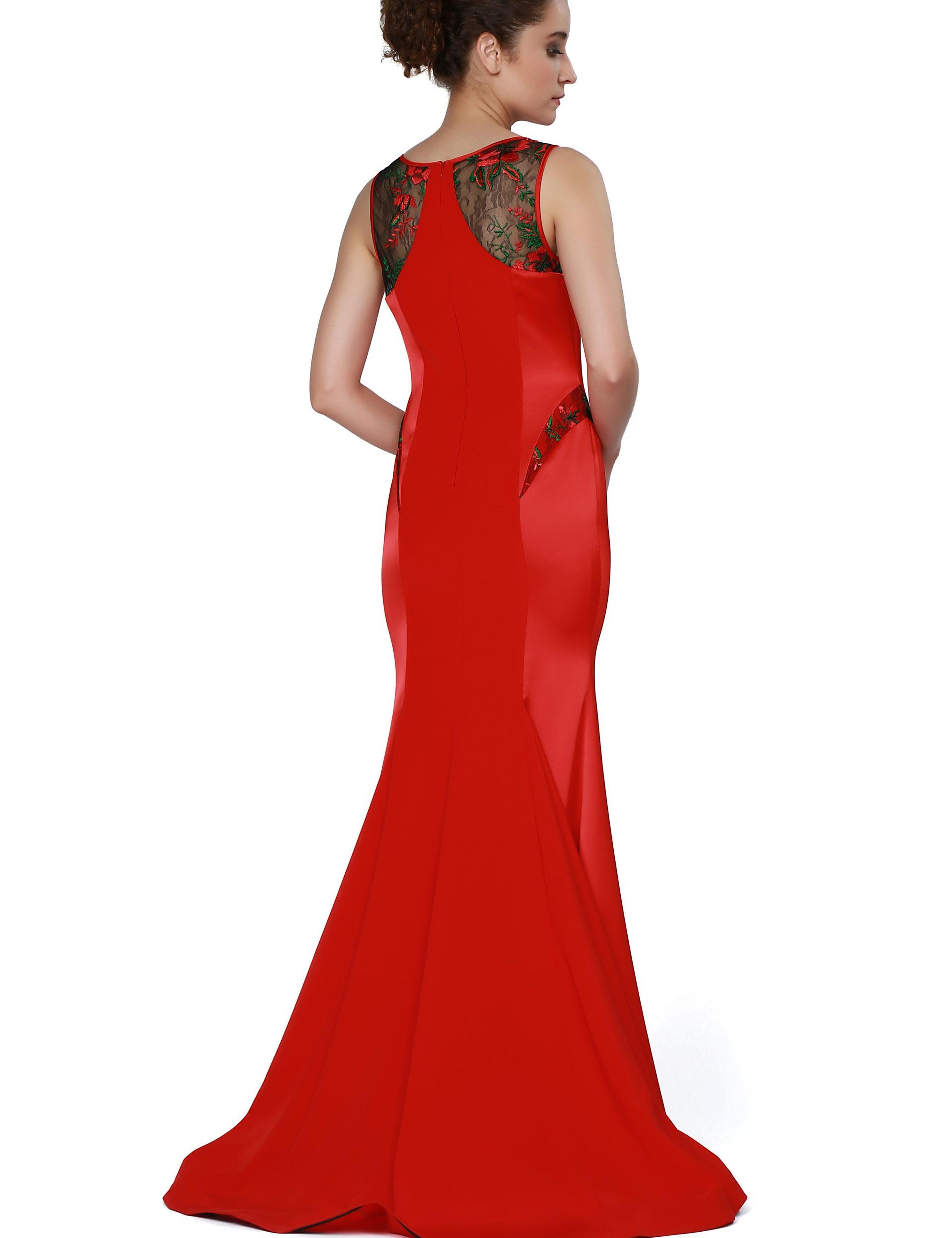 KIRMIZI Uzun Abiye Elbise