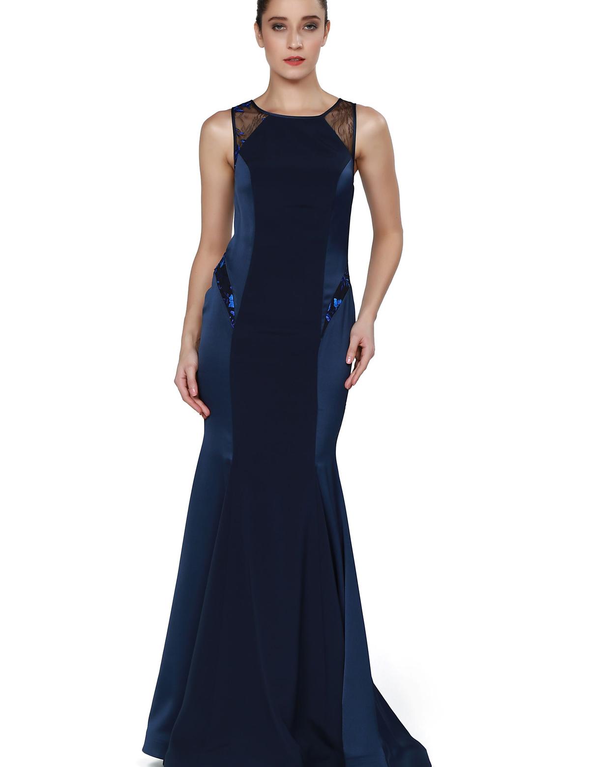 LACIVERT Uzun Abiye Elbise