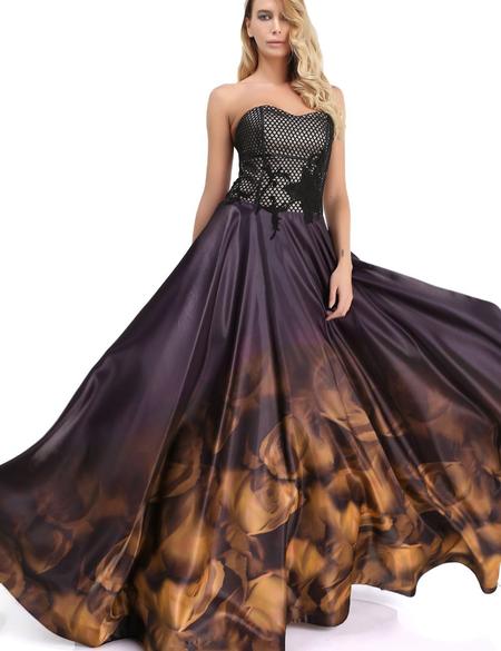 KAHVERENGI Kabarık Abiye Elbise - 50212554007