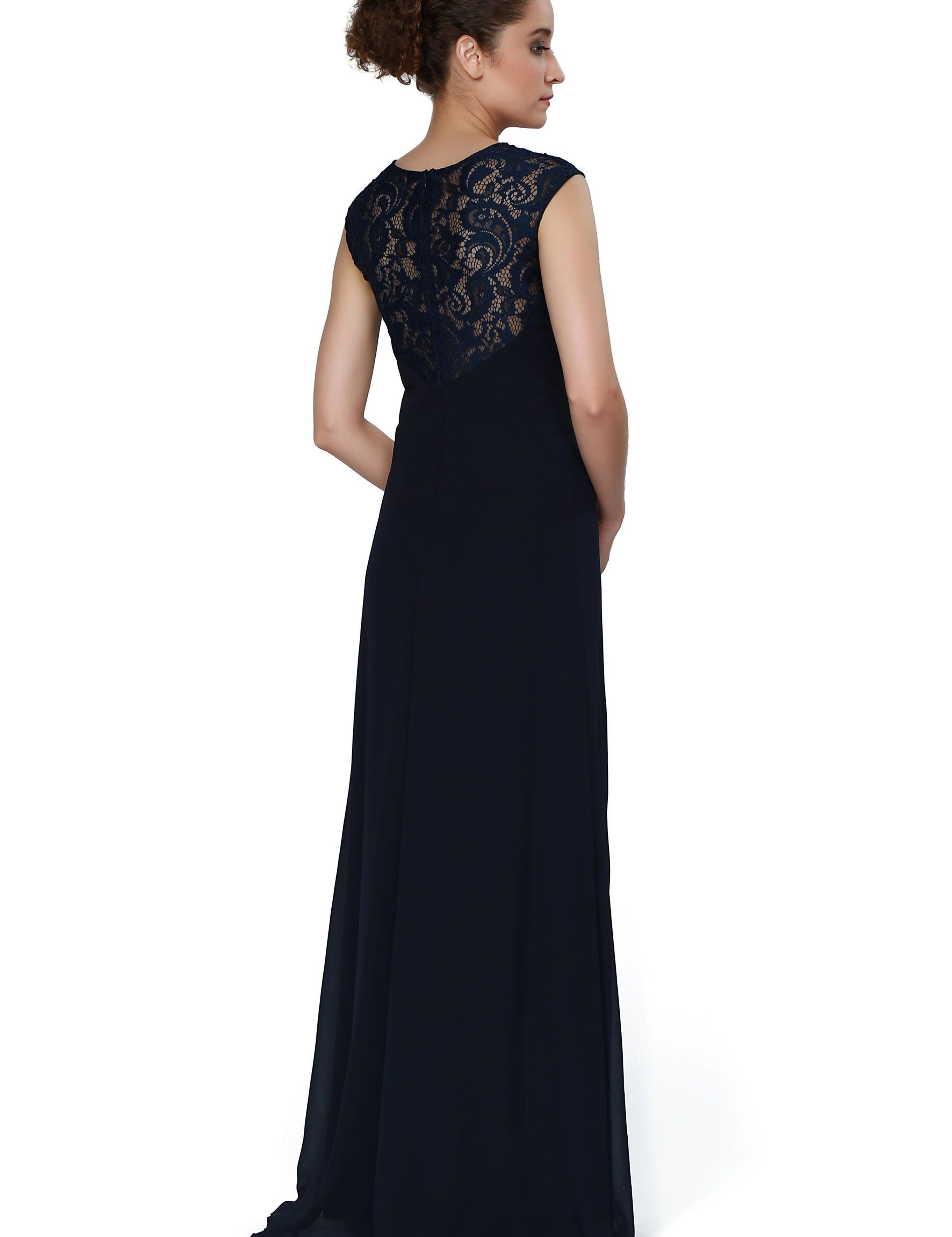 LACIVERT Uzun Abiye Elbise