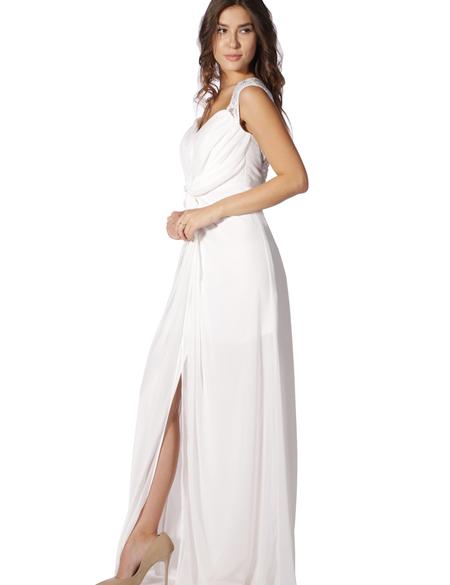 BEYAZ Uzun Abiye Elbise - 50212568001