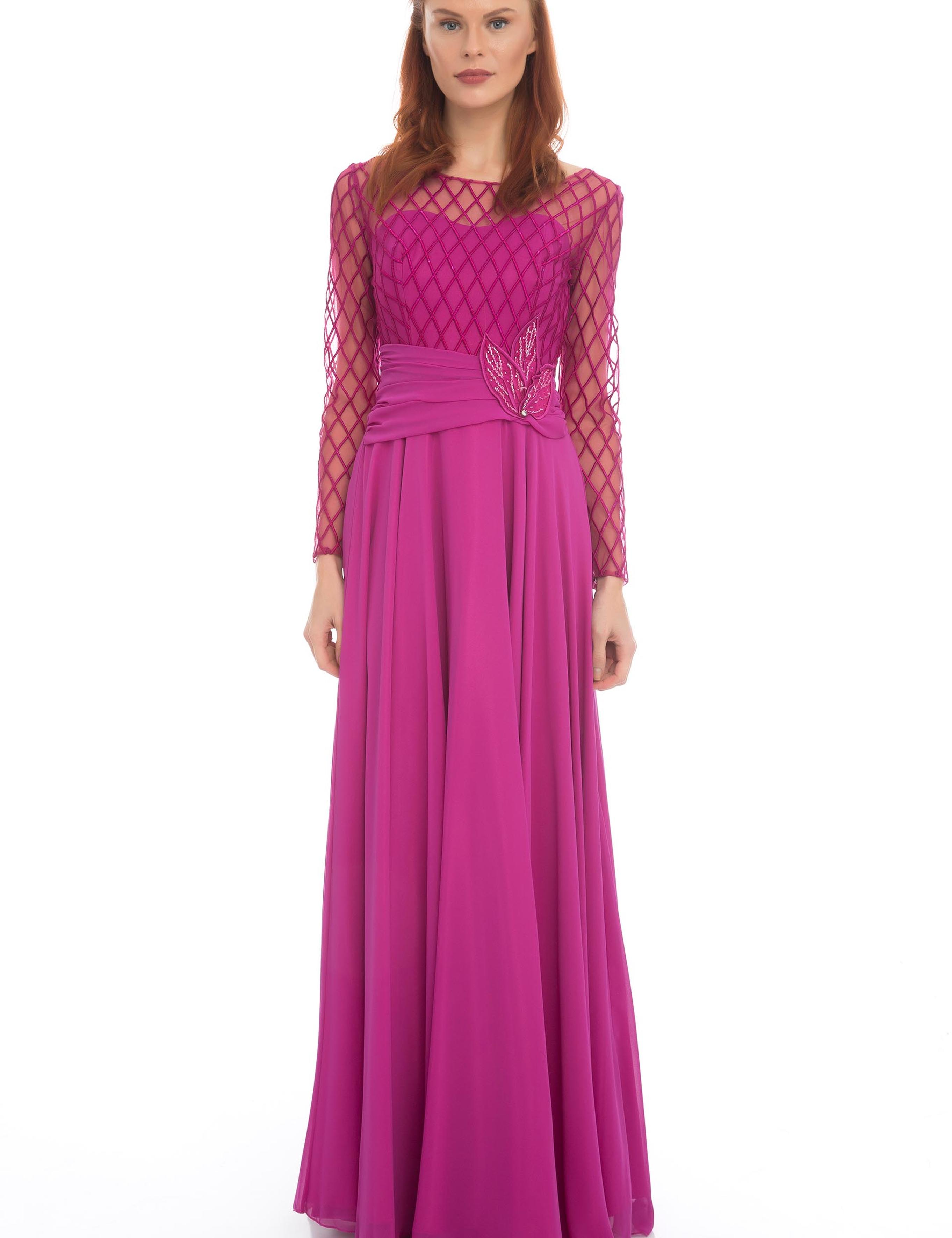 PEMBE Uzun Abiye Elbise