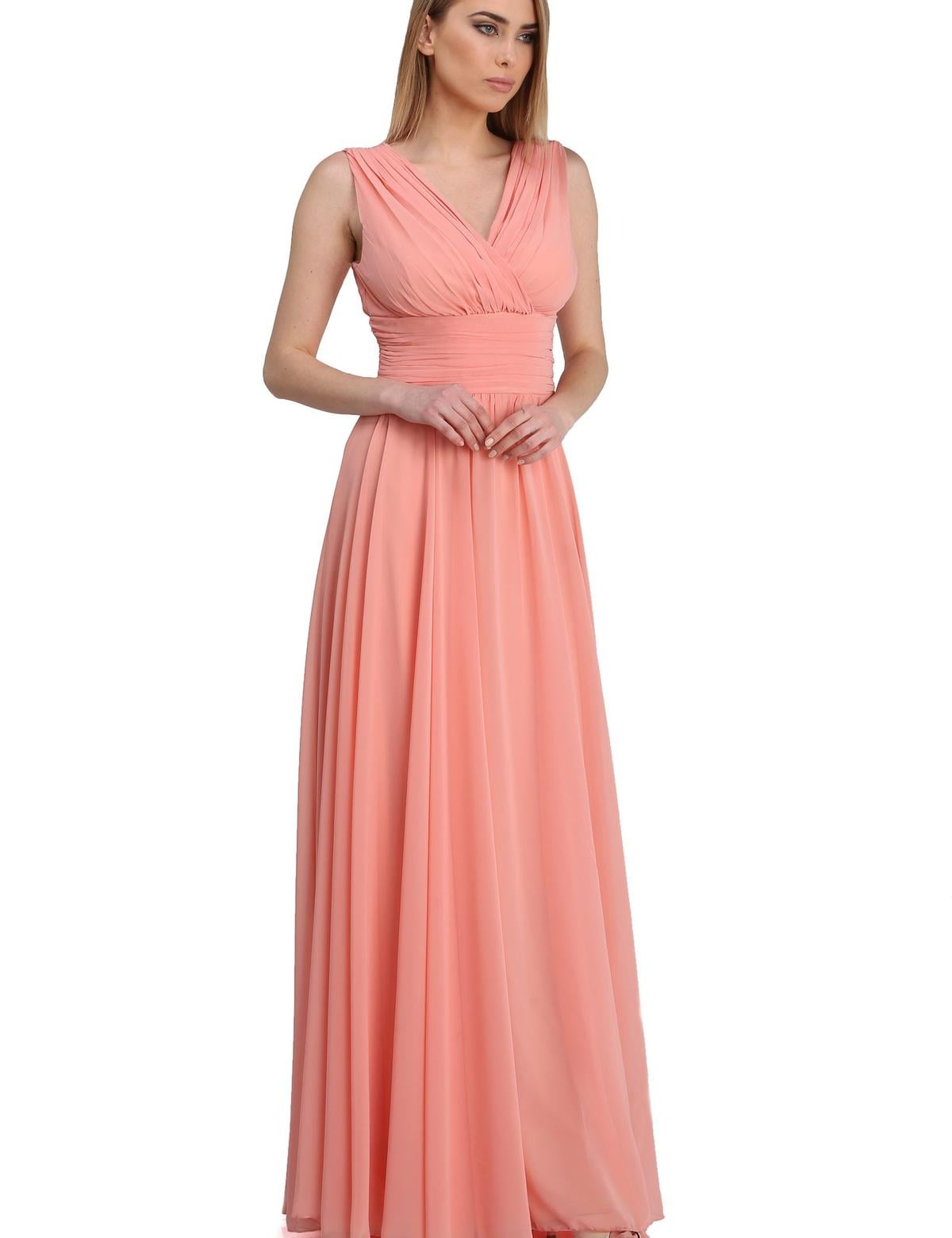 PEMBE Uzun Abiye Elbise