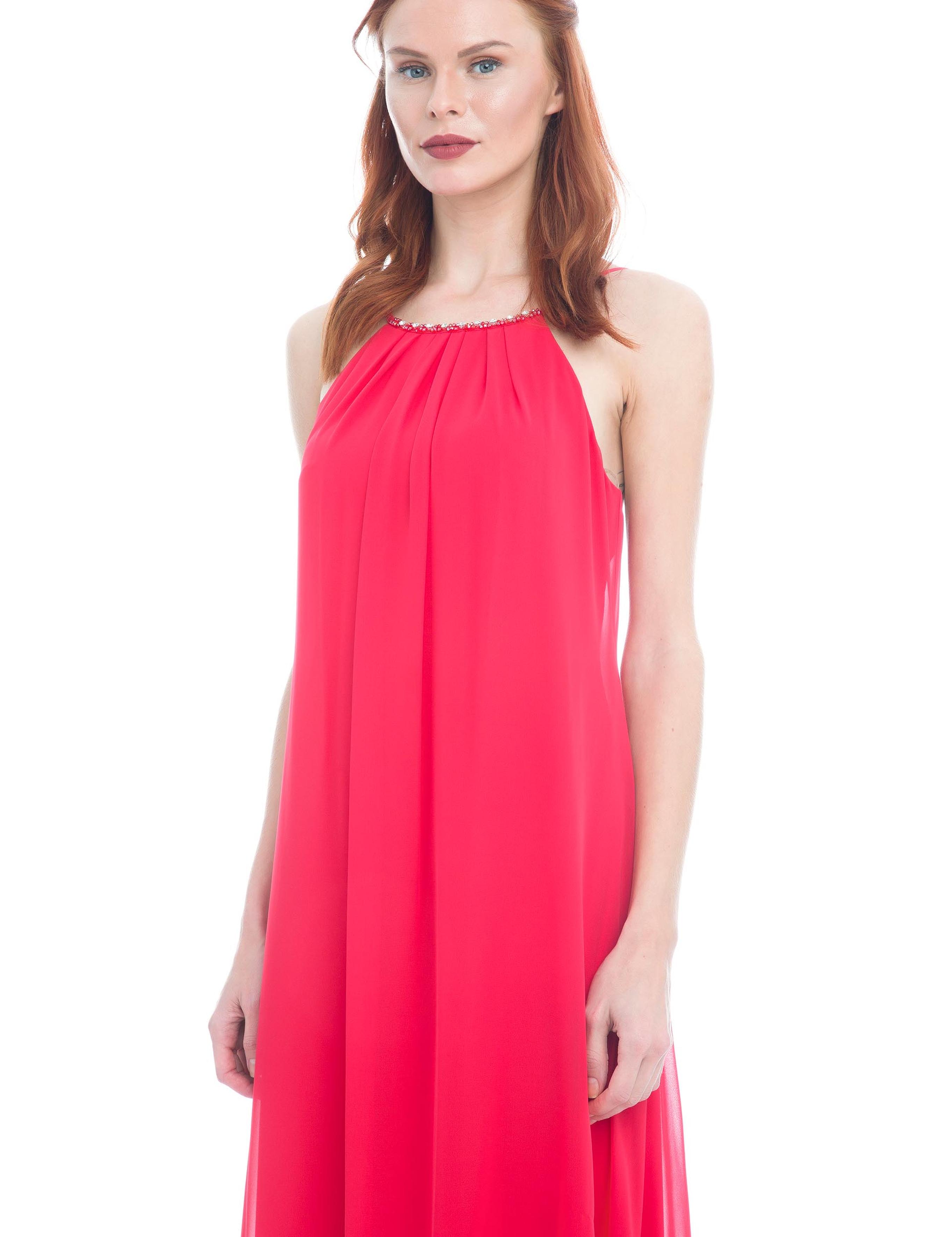 KIRMIZI Uzun Abiye Elbise