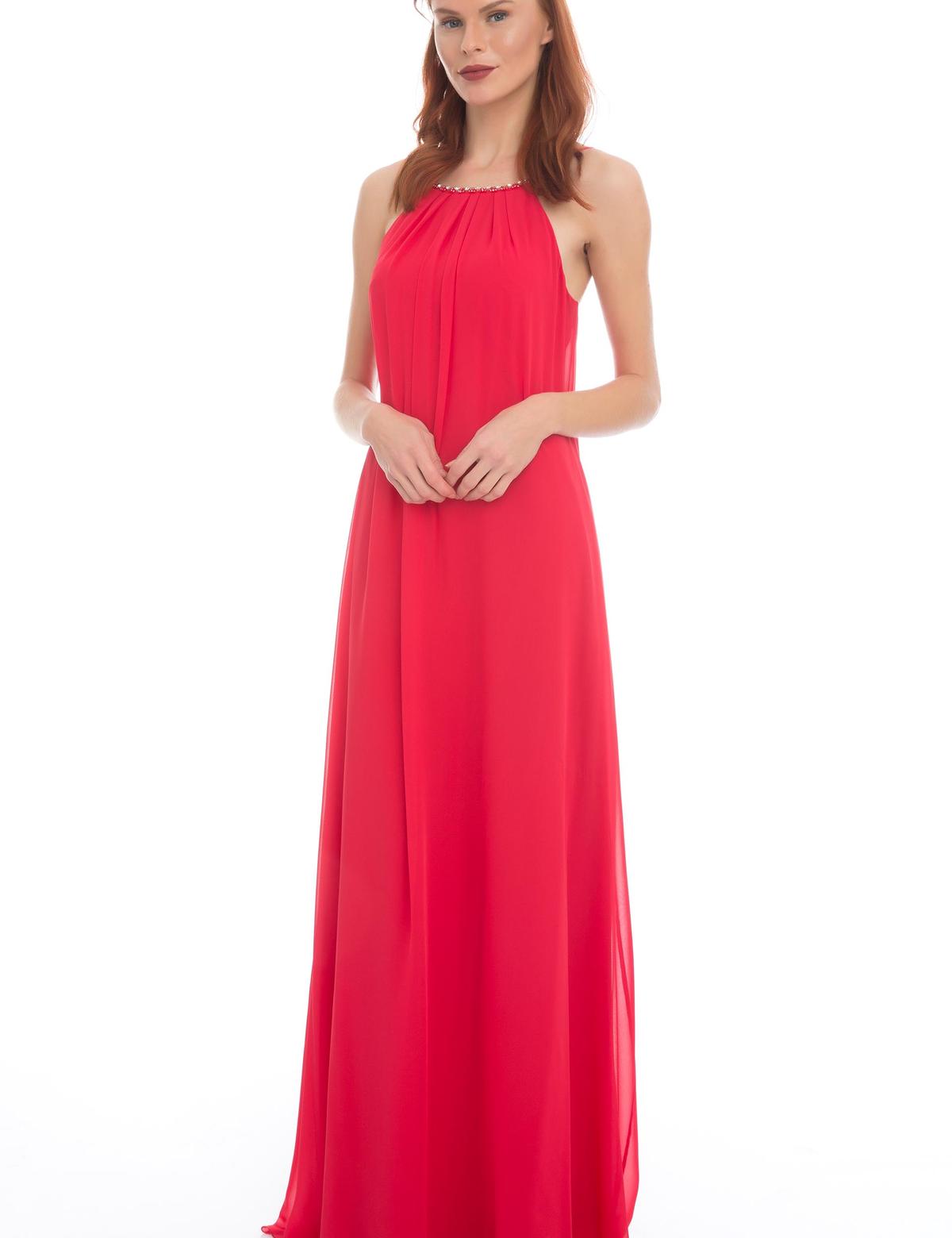 KIRMIZI Uzun Abiye Elbise - 50212588002