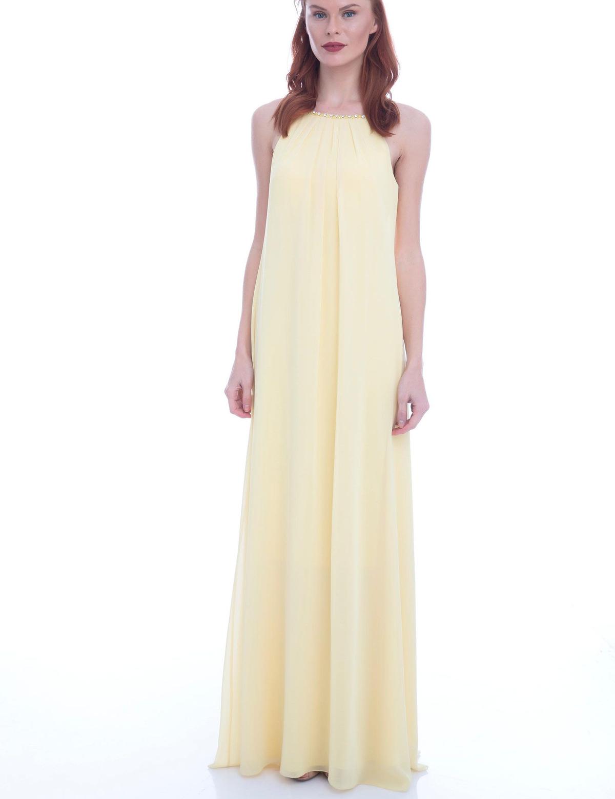 SARI Uzun Abiye Elbise