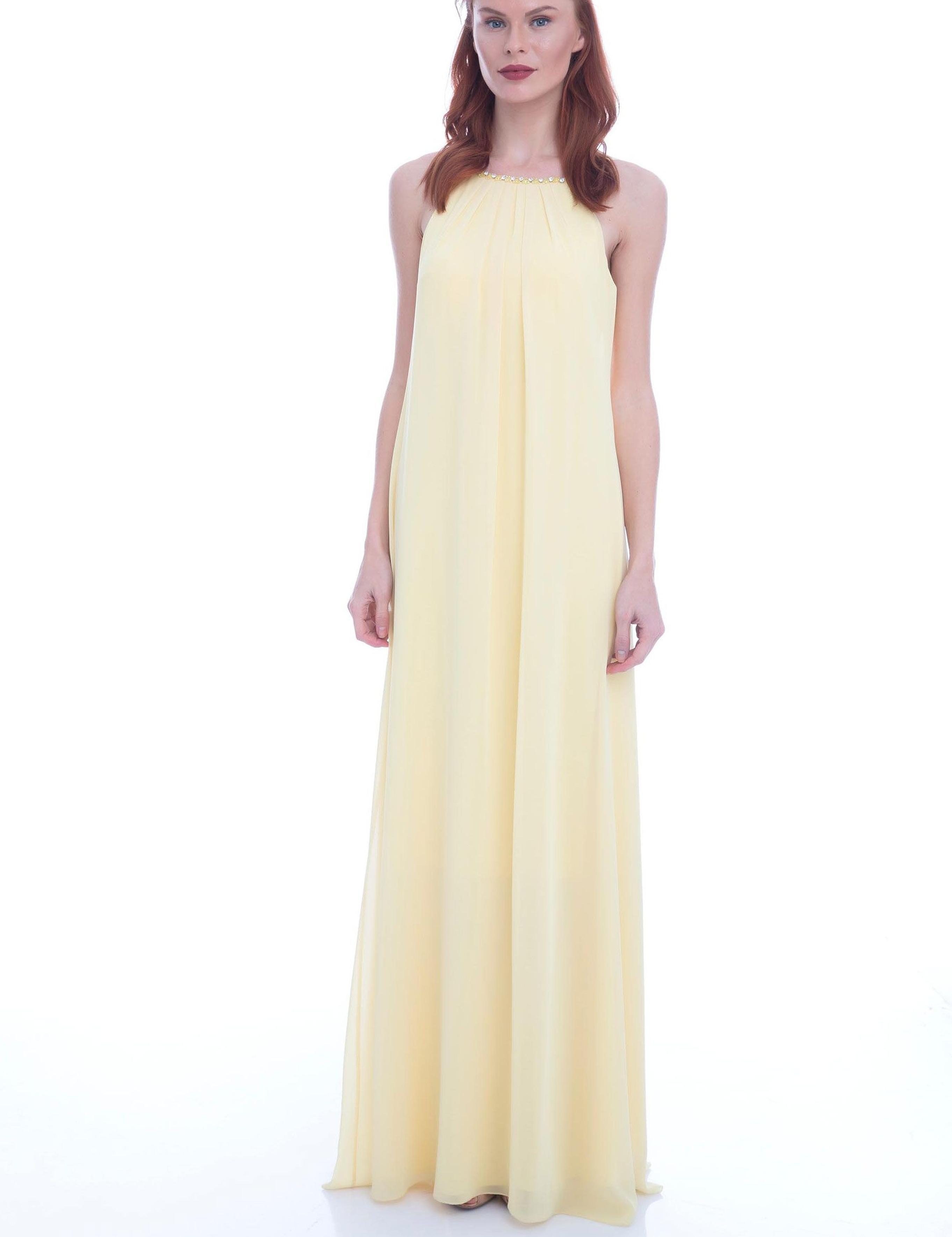 SARI Uzun Abiye Elbise