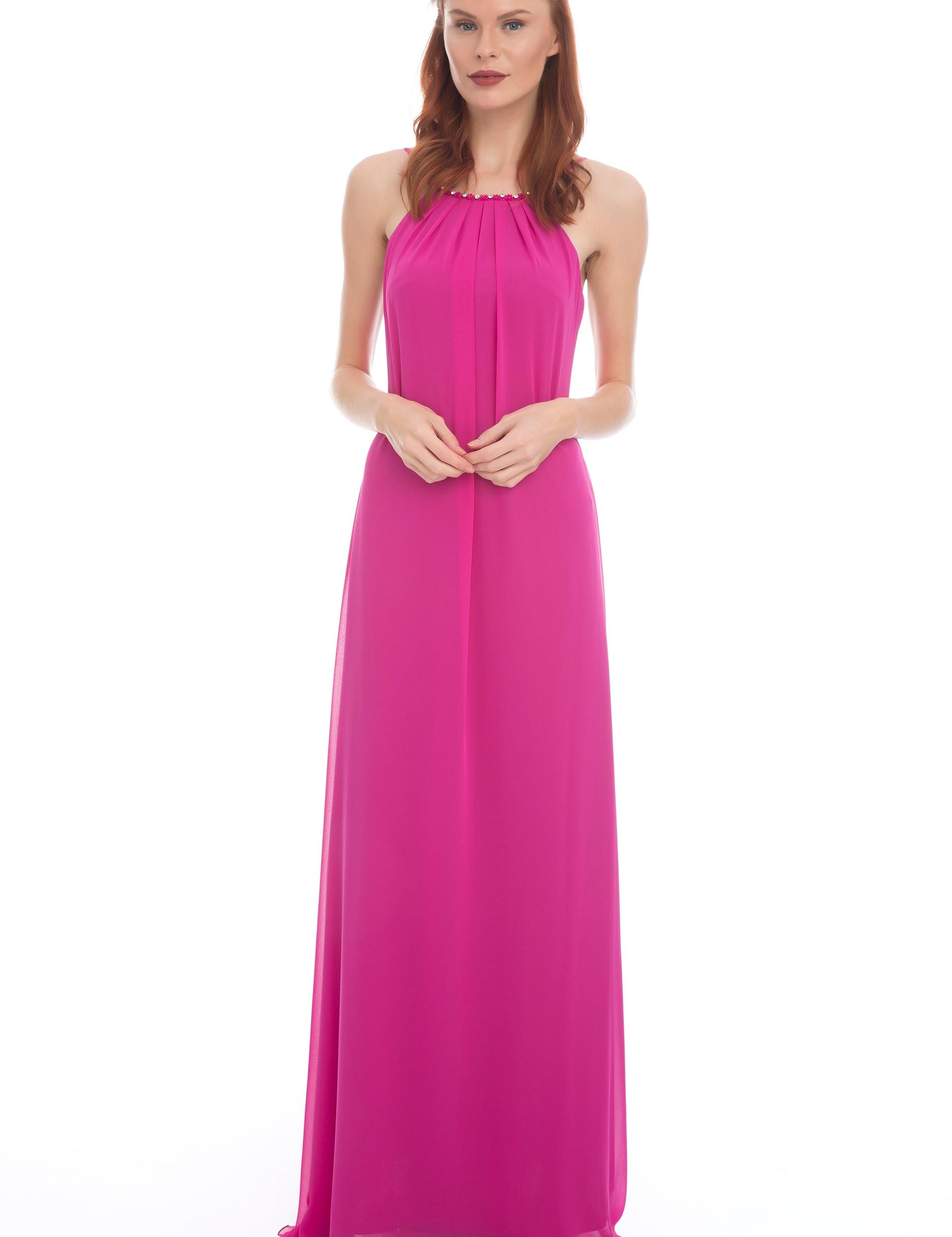 PEMBE Uzun Abiye Elbise