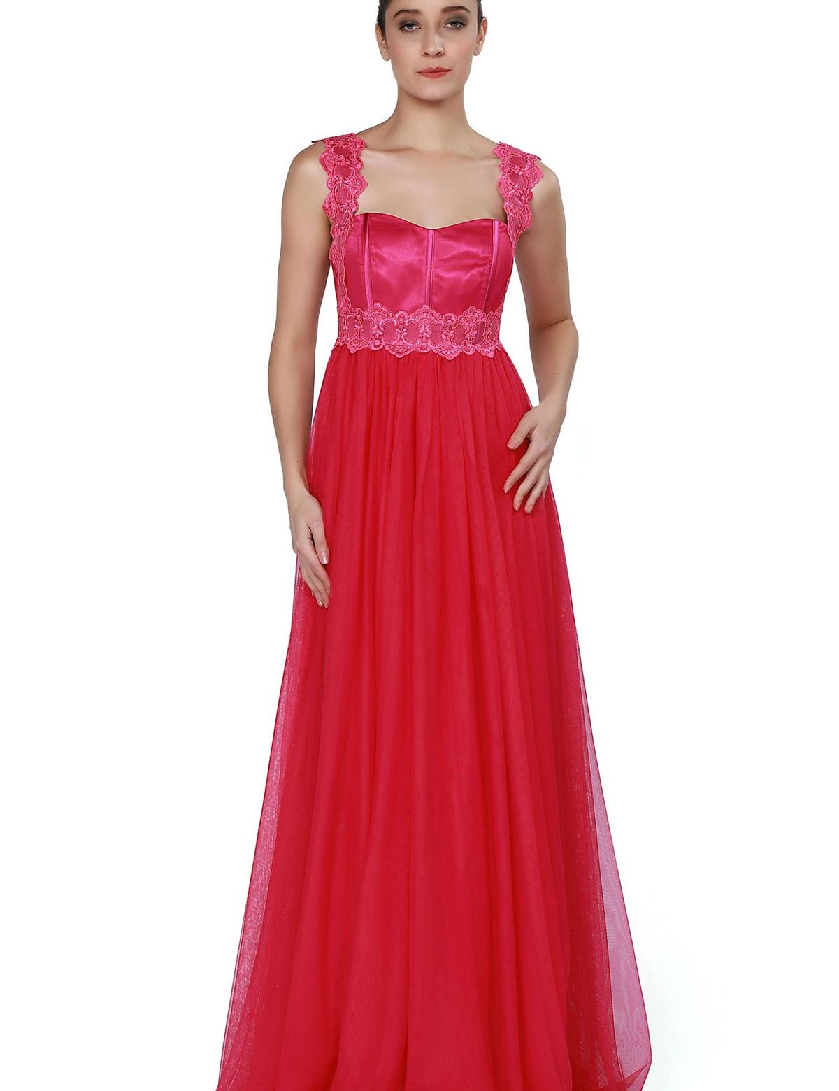 KIRMIZI Uzun Abiye Elbise