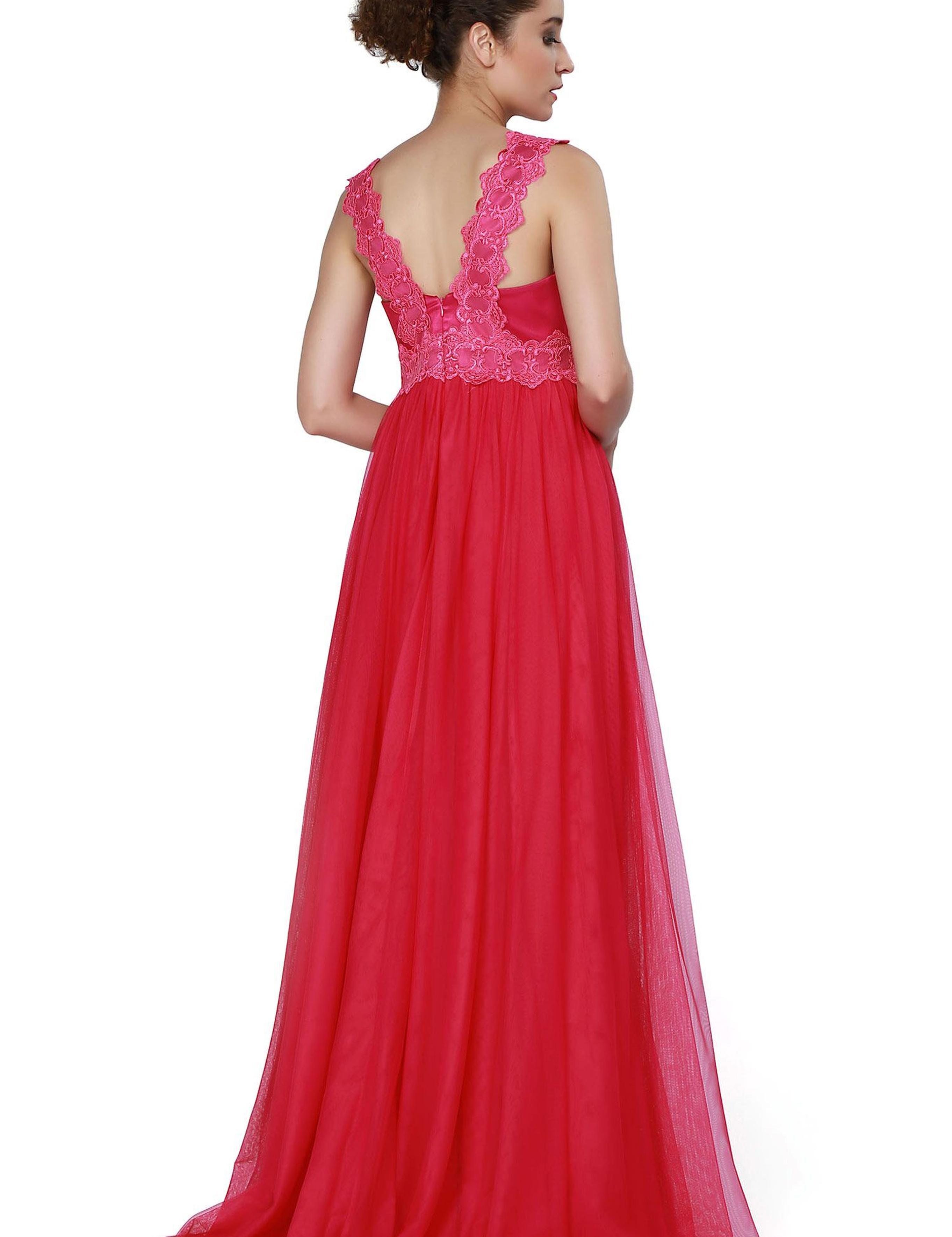 KIRMIZI Uzun Abiye Elbise