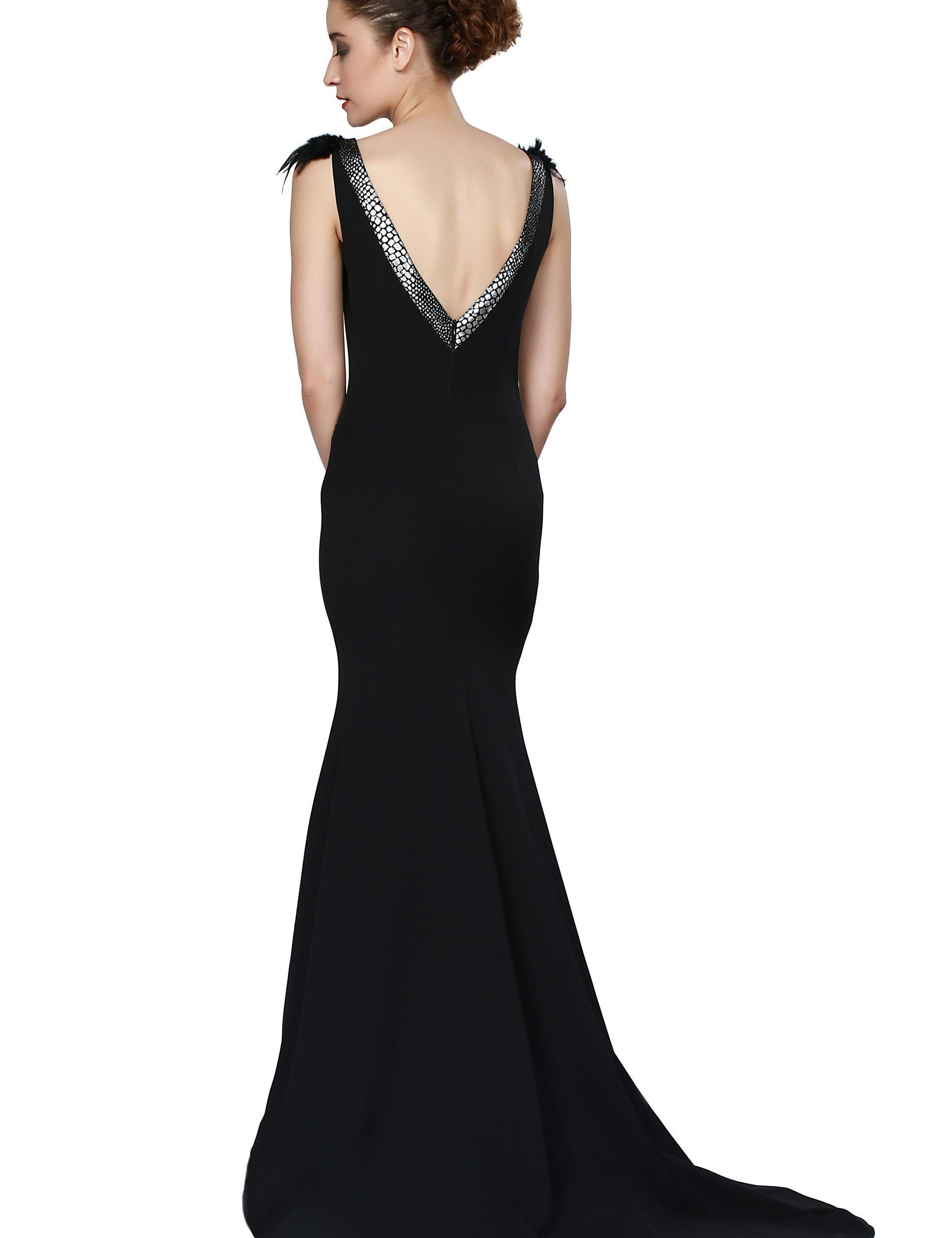 SIYAH Balık Abiye Elbise