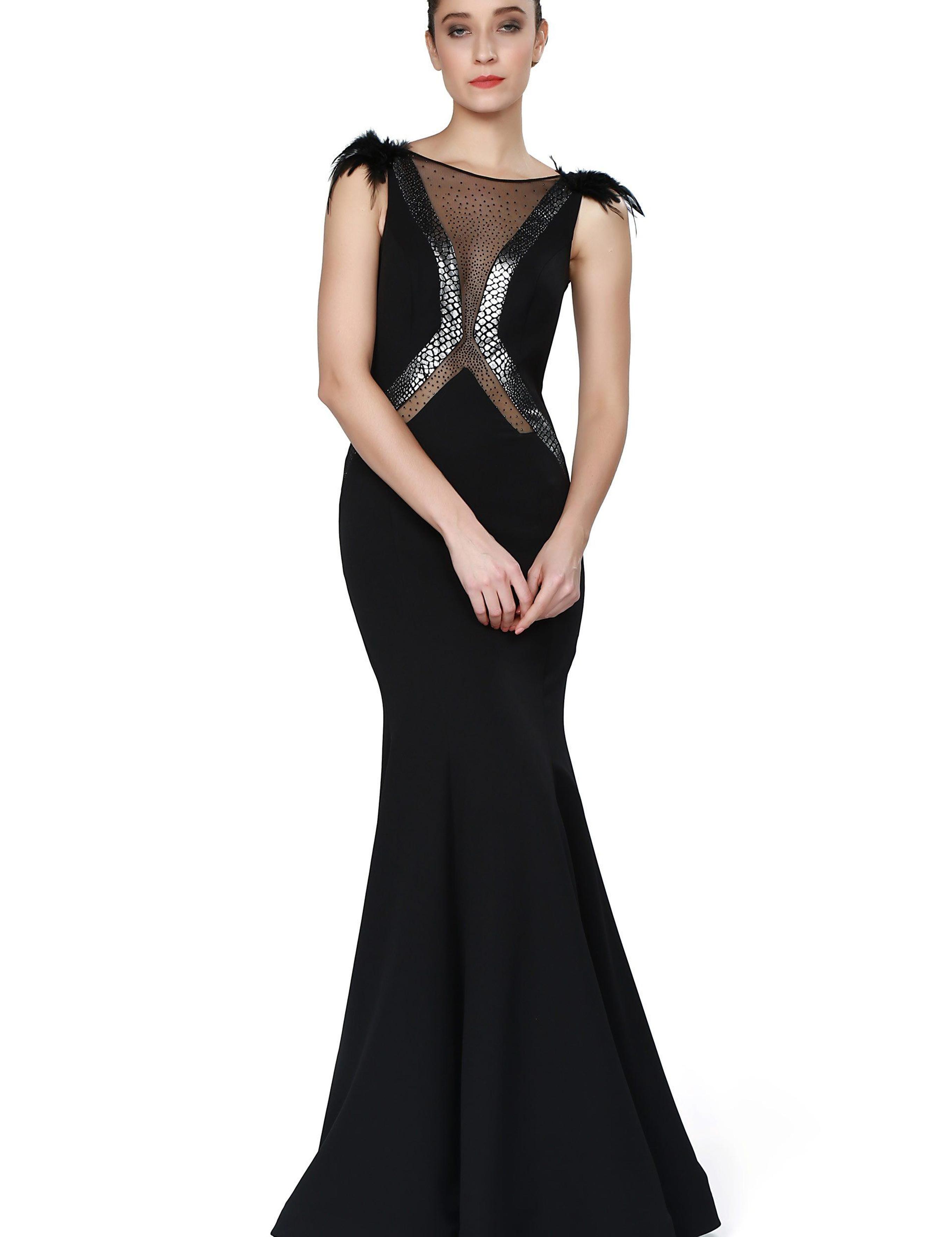 SIYAH Balık Abiye Elbise