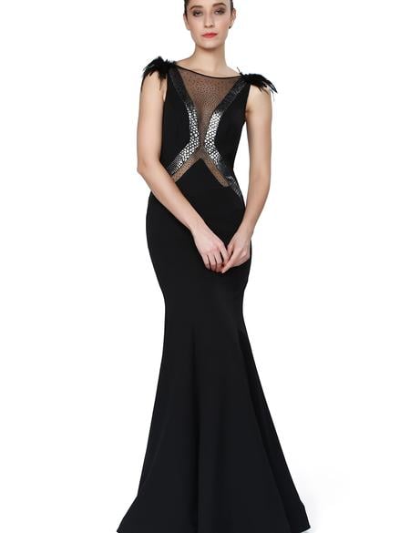 SIYAH Balık Abiye Elbise - 50212652001