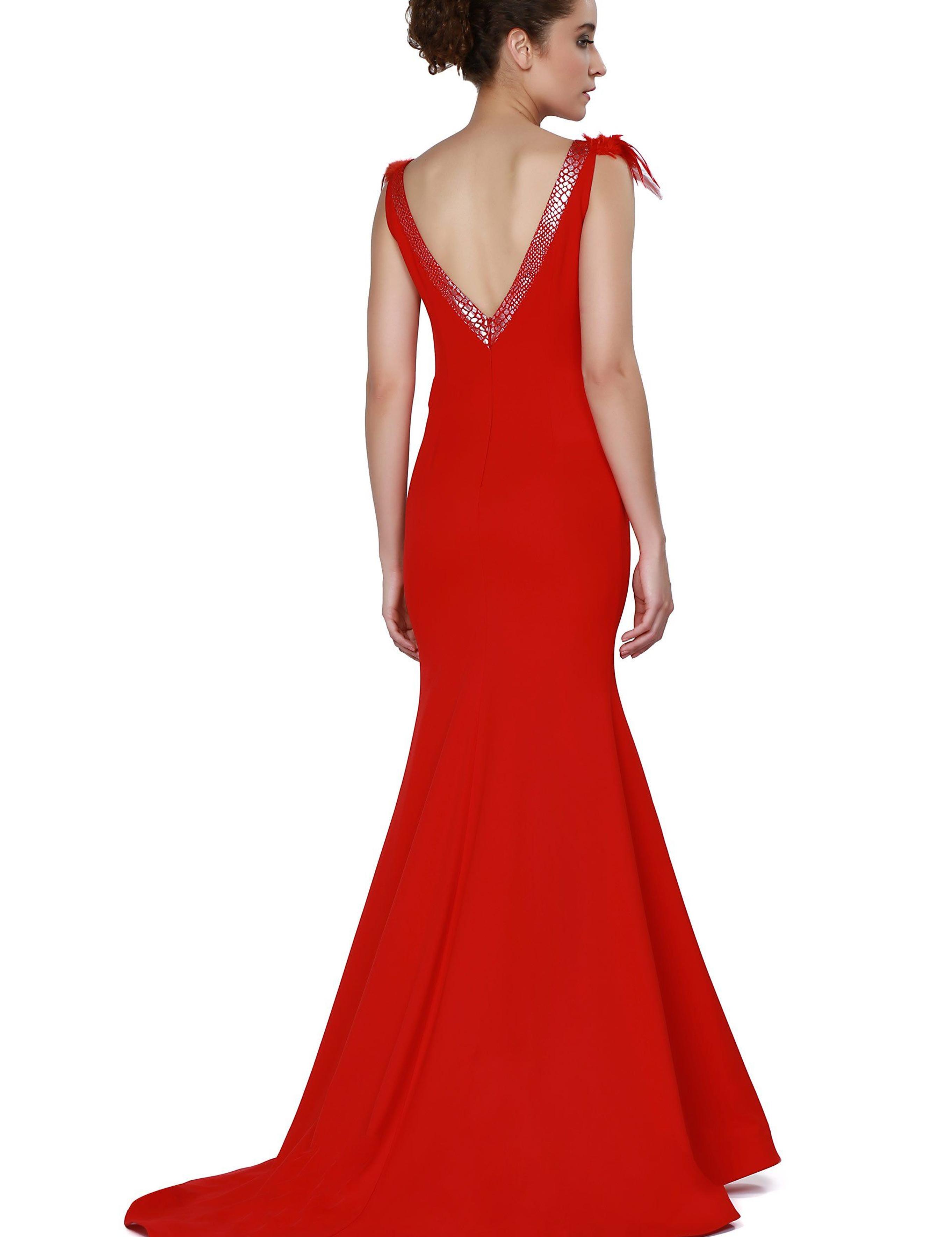 KIRMIZI Balık Abiye Elbise