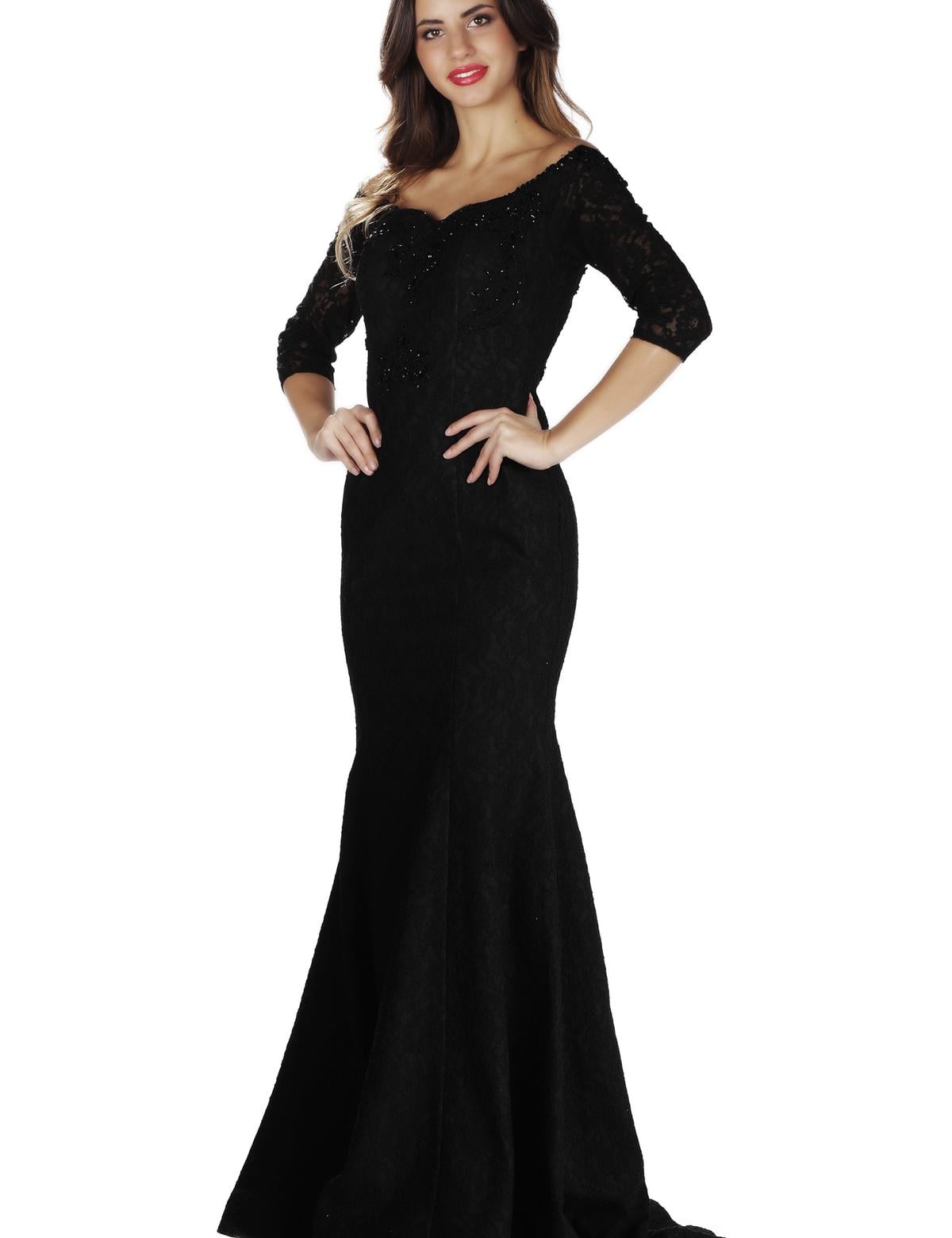 SIYAH Balık Abiye Elbise