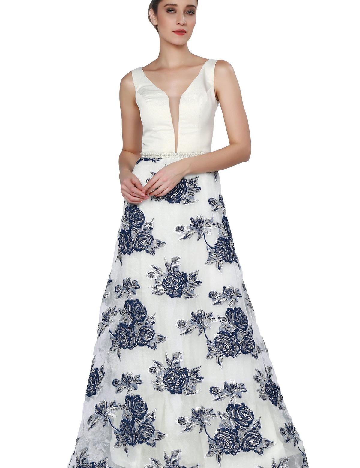 LACIVERT Kabarık Abiye Elbise